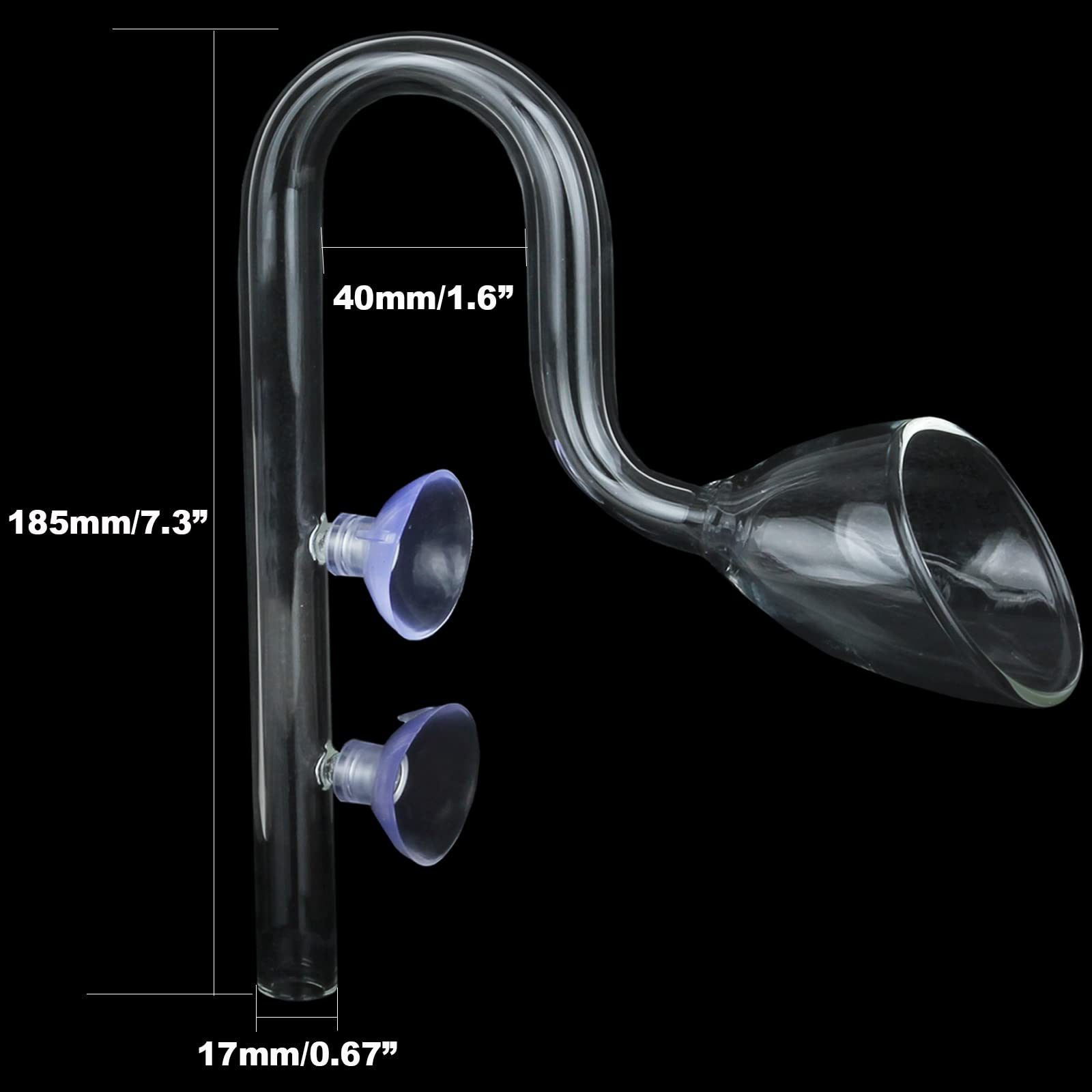 Glaslilien-Rohrzuflussset, Wasserzufluss mit Oberflächenskimmer für Aquarien, Pflanzentanks, Aquascaping, 17 mm für 16/22 mm (5/8 Zoll) Innendurchmesser