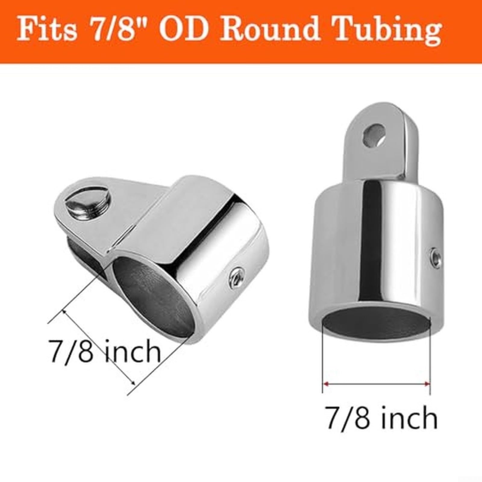 12-teiliges Top-Fittings-Set Aus 316 Edelstahl Für Bimini-Top, Polierte Bootsmarkisen-Beschläge Mit Ösen Und Klammern Für 7/8-Zoll-Rohre(22mm)