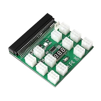 Layfuz 6Pin Graphics Card Power Supply Board 64Pin to 6Pin Adapter Board with 12PCS 6Pin Power Connector with LED Voltage Display Green