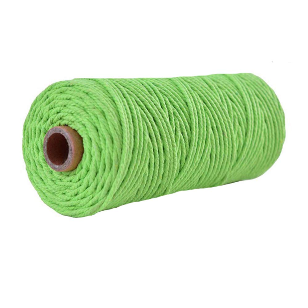 109 Yard 4mm Macrame Cotton Cord Crochet Knitting Weaving Grass Green Natural Twisted Cotton Rope DIY Wall Hanging Plant Hanger DIY Bag Craft Art Yarn