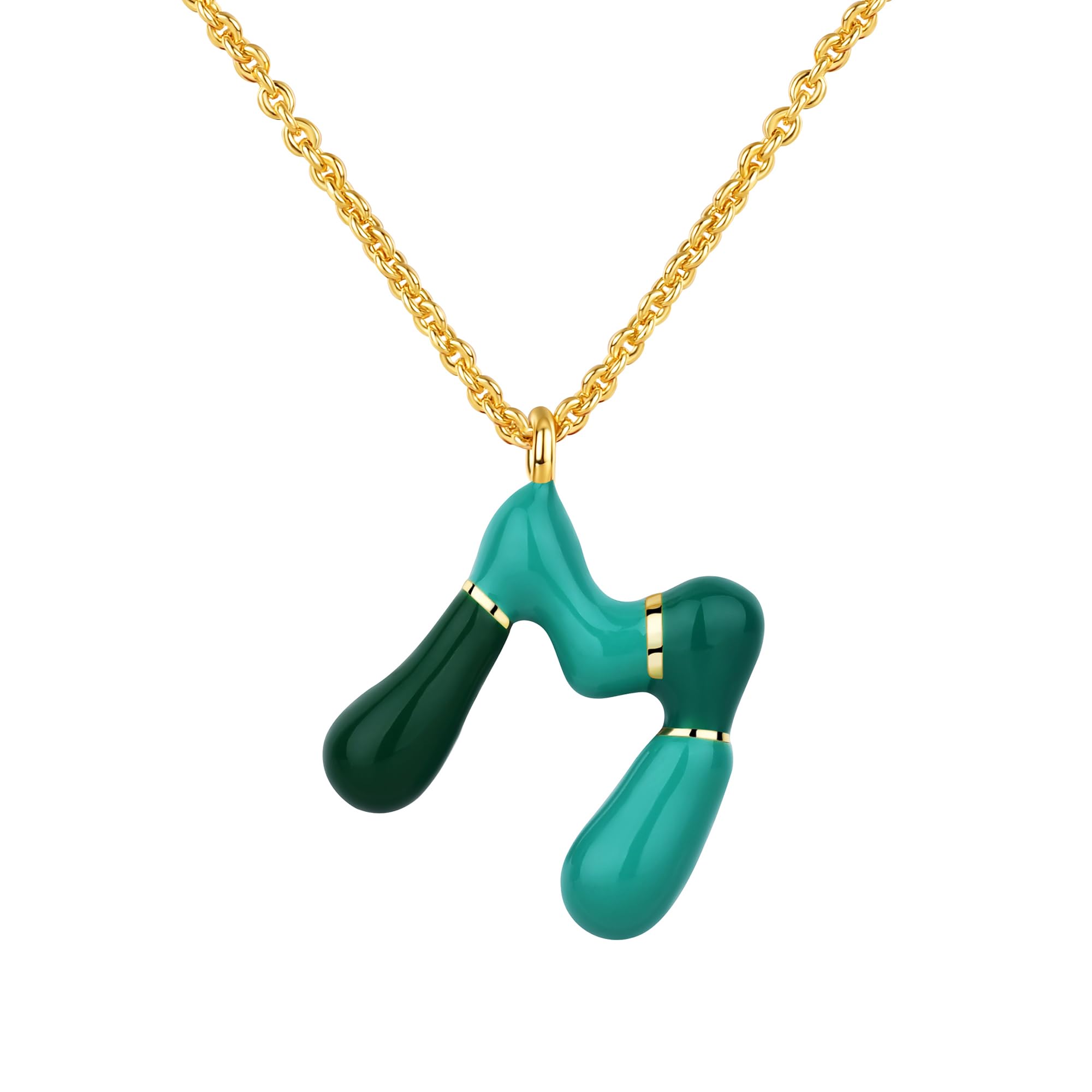 Kainier Bubble Letter Initial Necklace for Women, Colorful Balloon Alphabet Name Pendant Dainty Cute 14K Gold Plated Necklaces Jewelry Gifts…