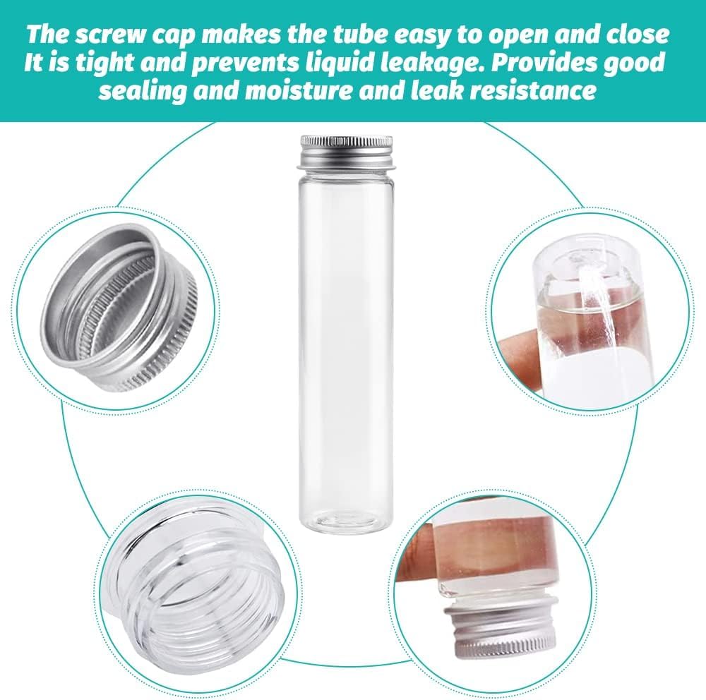 12 Tubes à Essai Plastique 110 Ml Avec Bouchons Dorés - Bouteilles Sensorielles + Entonnoirs Et Brosse