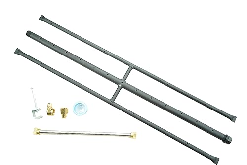Rectangular Gas Fire Pit and Fireplace H-Burner with 3 Pipes