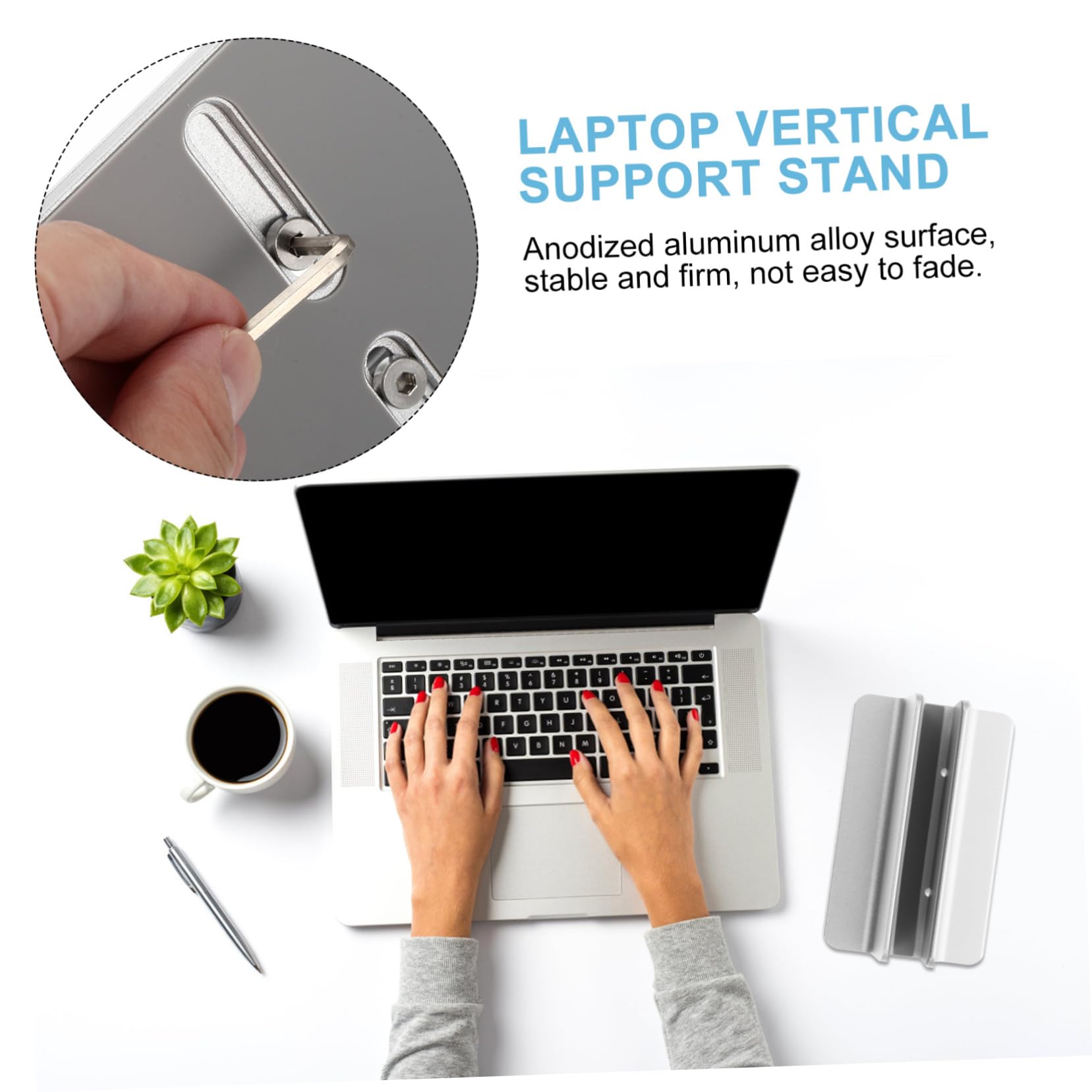 Soporte Vertical para Portátil de Ranura Única en Aleación de Aluminio | Plata, Ancho Ajustable y Base Estable, Diseño Firme Antirrayas para Escritorio