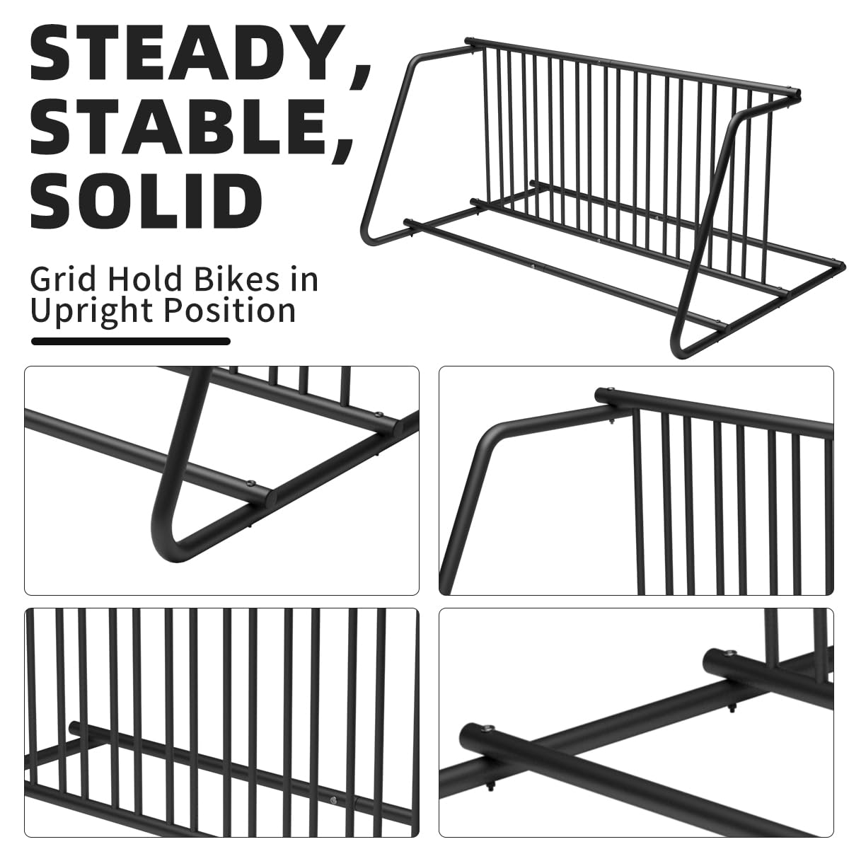 Commercial Grid Bike Rack-59" Length Single & Double Sided 10 Holders Floor Bike Parking Rack Stand, Bicycle Storage Stand for Garage,Store,School,Park Storage & Universities Power Coated Steel