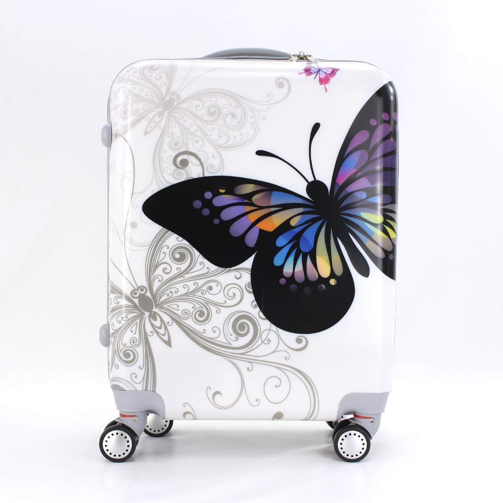 Maleta de Cabina Mariposas Blanco con Neceser