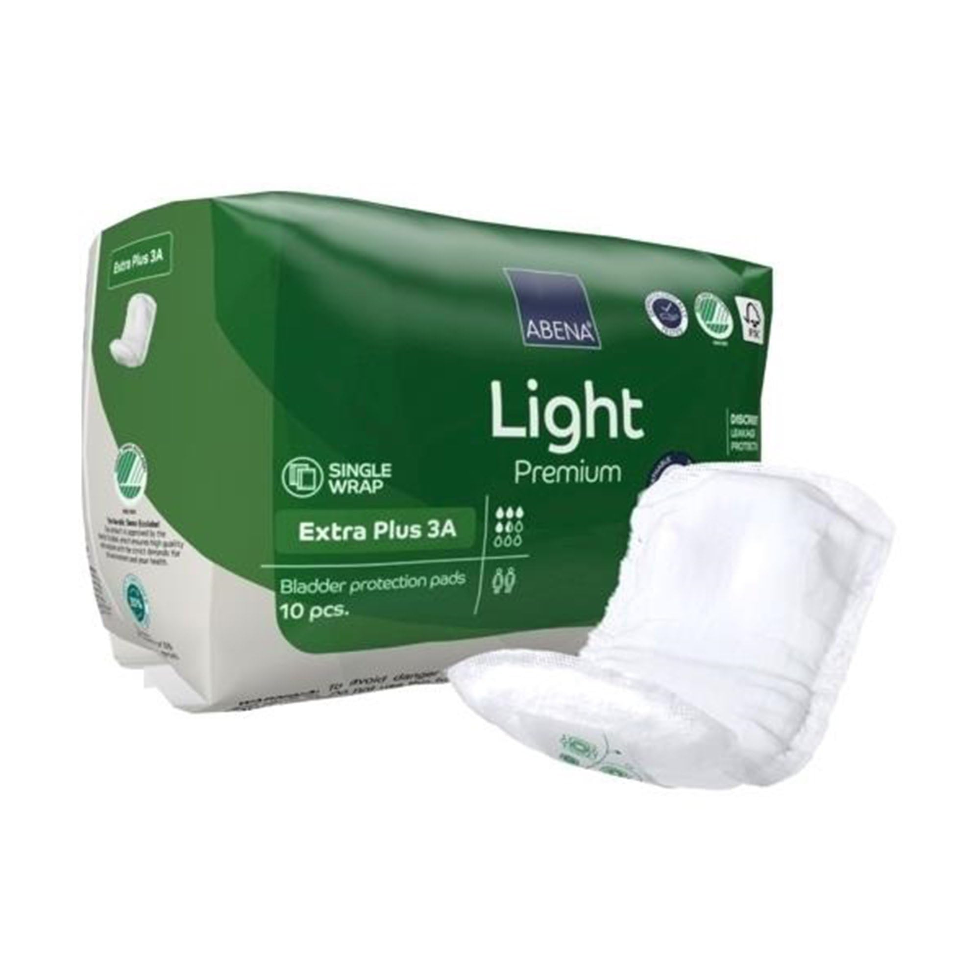 ABENALight Incontinence Pad Eco-Friendly Women's Incontinence Pads, Breathable & Comfortable with Fast Absorption & Protection, Extra Plus 3A, 650ml, 10PK, White