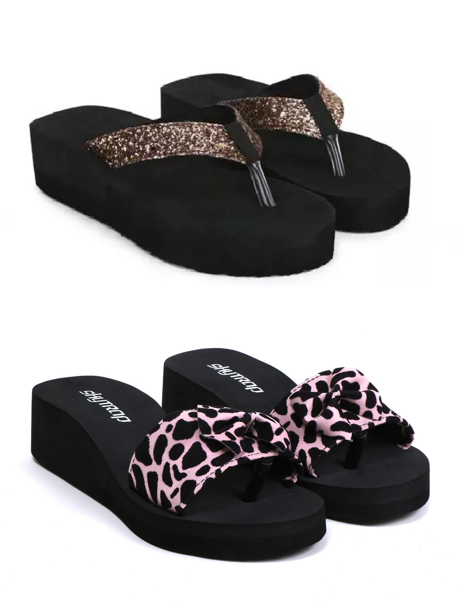 Skytrap Women Gold, Pink Nubuck Slippers Flipflop Combo of 2 (numeric 8) (B0CMD82NXG) Amazon Price History, Amazon Price Tracker