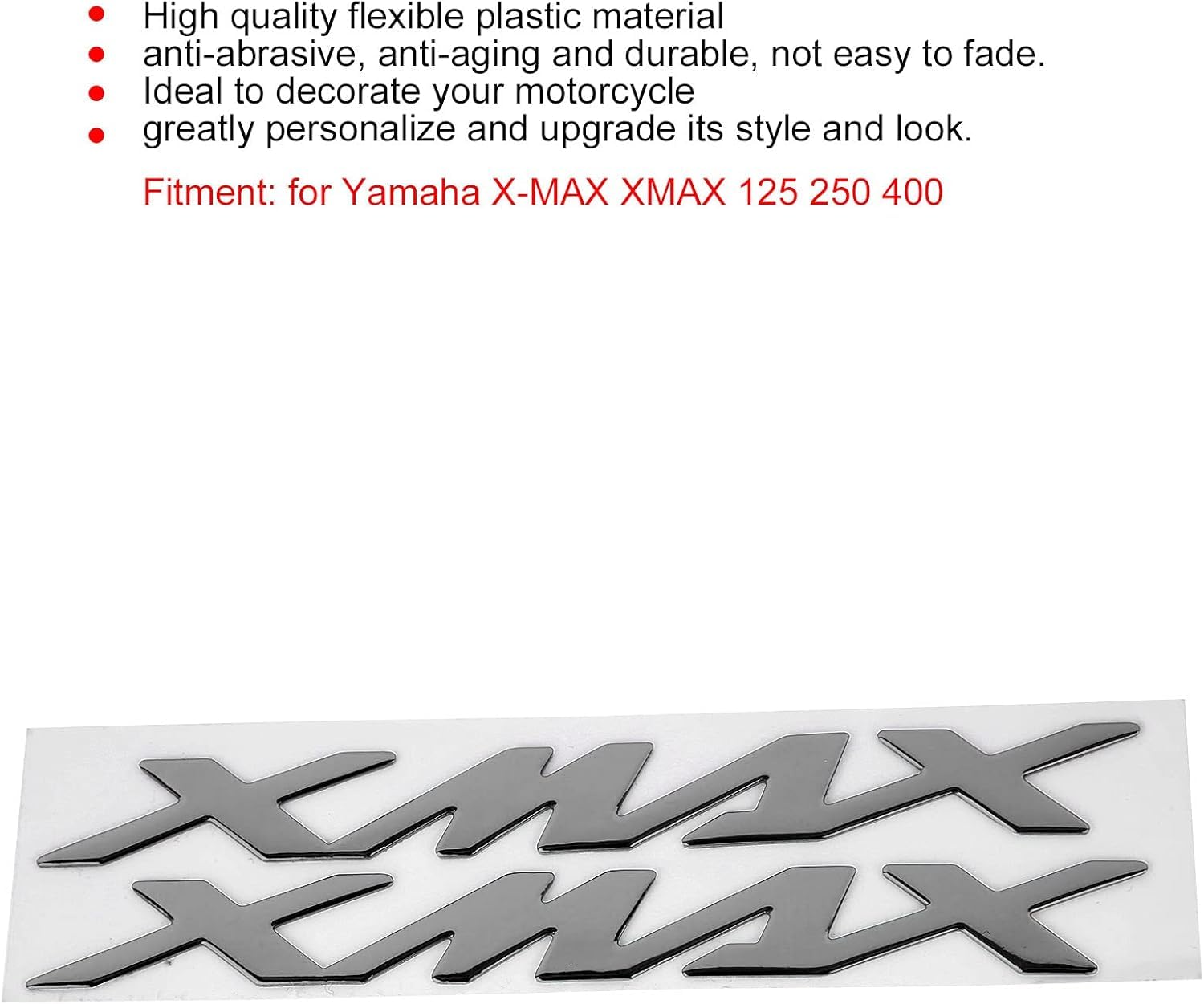Aramox Paire D'Autocollants 3D Emblème Moto Pour Yamaha XMAX 125 250 400 - Version Argent Brillant
