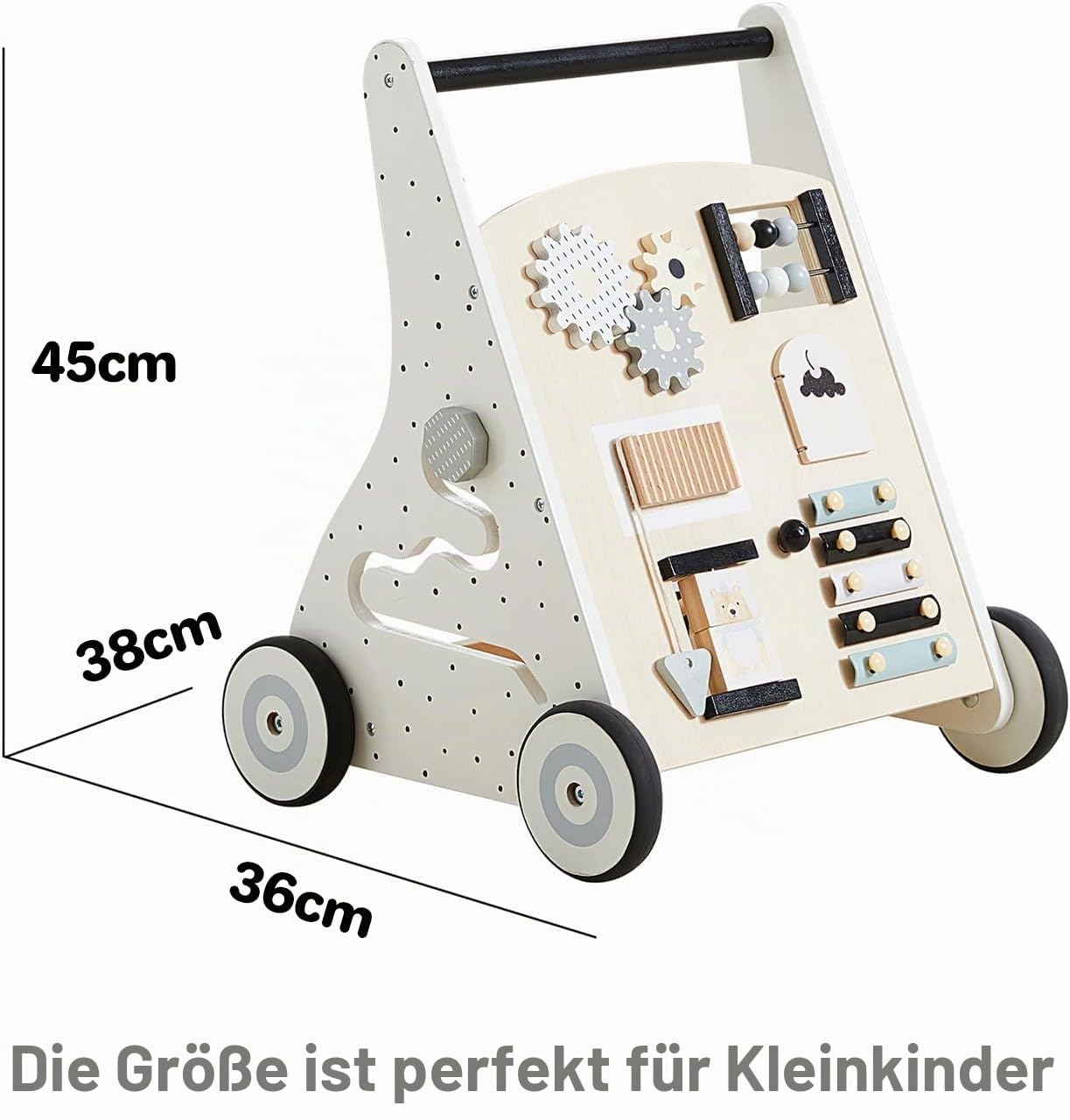 Asweets Baby Lauflernwagen aus Holz, Baby Walker und Activity Center, Multifunktion Montessori Spielzeug Geschenk für Jungen und Mädchen ab 1-3 Jahren (Natürliche)