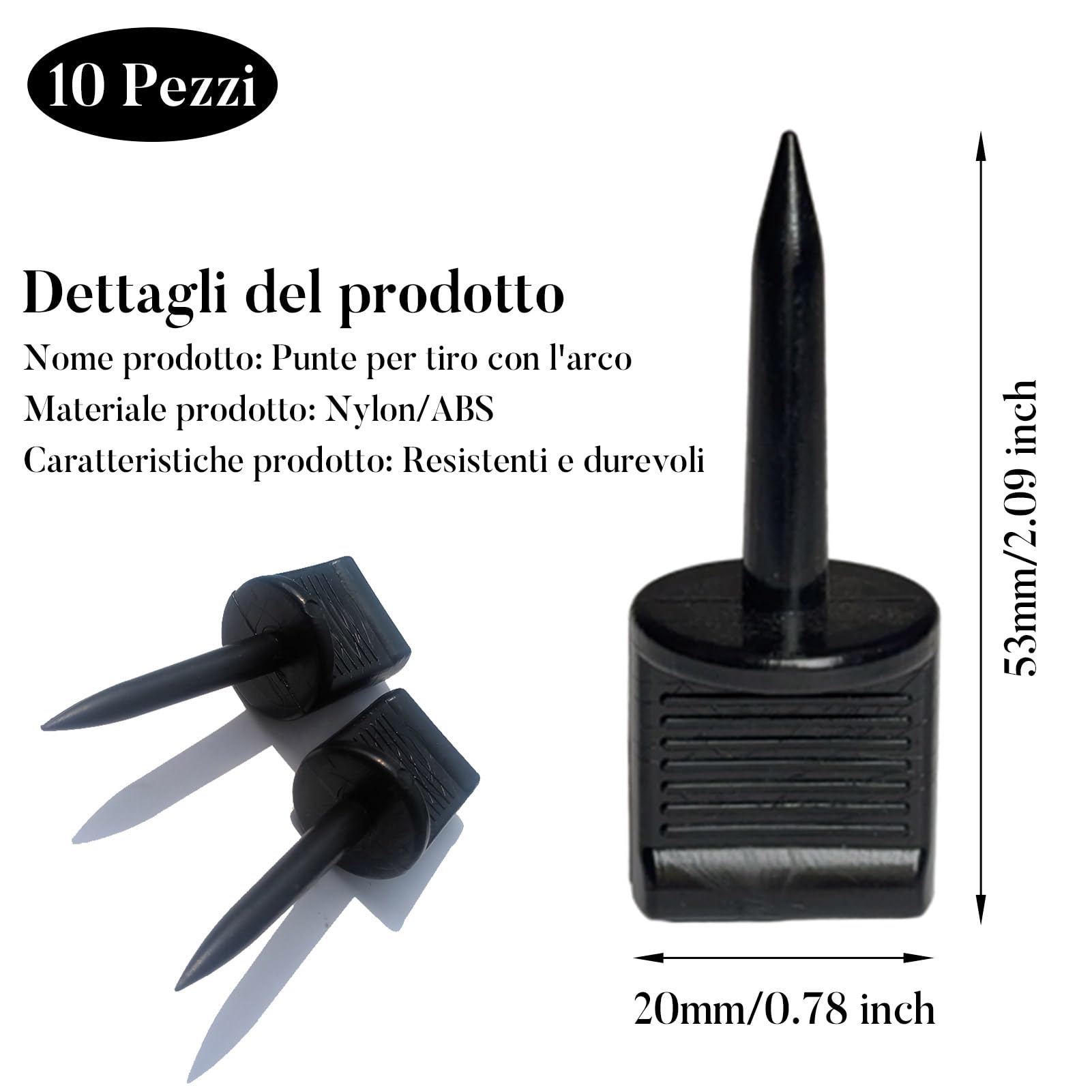 Chiodi per Tiro con L'arco,Bersaglio Tiro con L'arco,Allungamento in Plastica Perni di Carta Facili da Installare Chiodo Bersaglio Riutilizzabili per Schiuma e Carta(Nero)