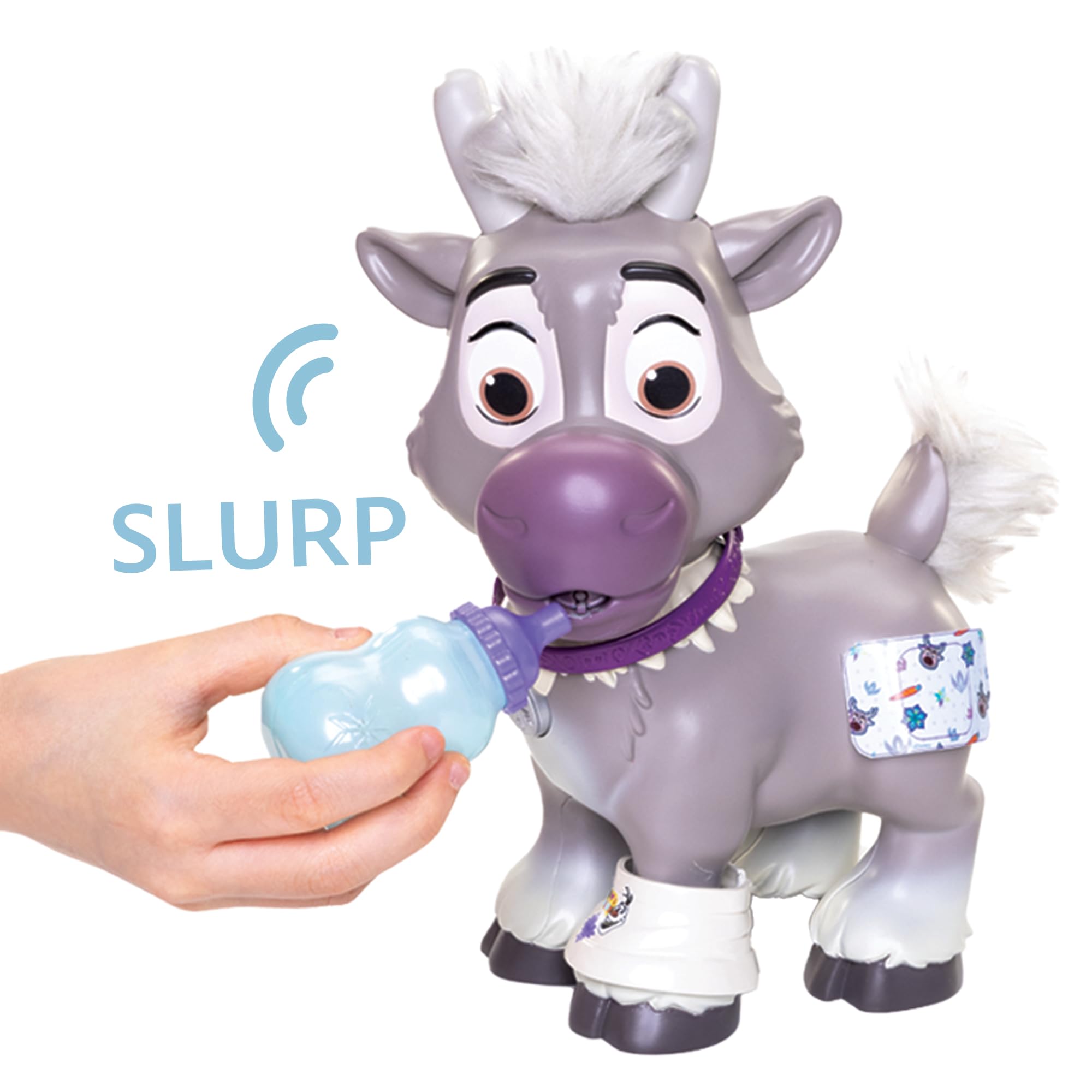 Disney Jakks Pacific Kit de Soin Sven Reine des Neiges Set Imitation Toilettage Animal avec Brosse Spray Accessoires Jeu Éducatif Frozen 3 Ans+