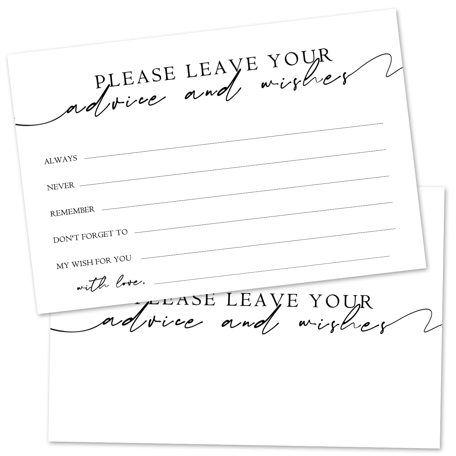 ZARYFANCHY White Advice And Wishes Cards For The Mr And Mrs, Blank Well Wishes For Baby Shower, Bridal Shower And Graduation Party, Wedding Advice