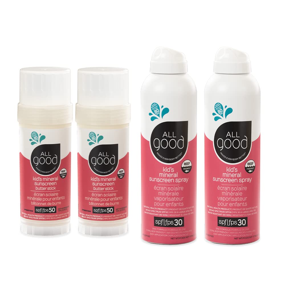 All Good Baby Kids Mineral Face Body Sunscreen - UVA UVB Broad Spectrum Coral Reef Friendly Water Resistant