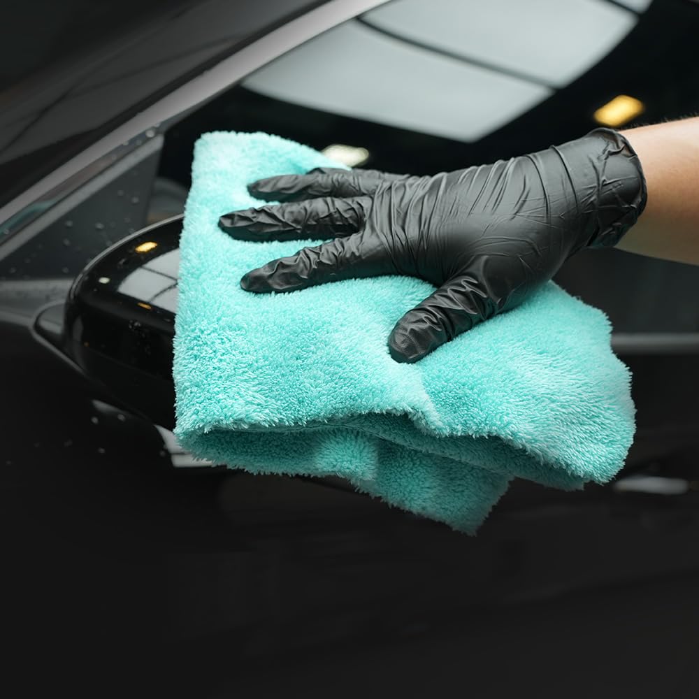 SPTA Toalla de Secado de Microfibra para Lavado de Coche, Paquete de 6 Toallas de Lavado de Coche súper afelpadas sin Bordes para Detalles de automóviles, 16.1 x 17.7 Pulgadas, 420 g/m², Azul
