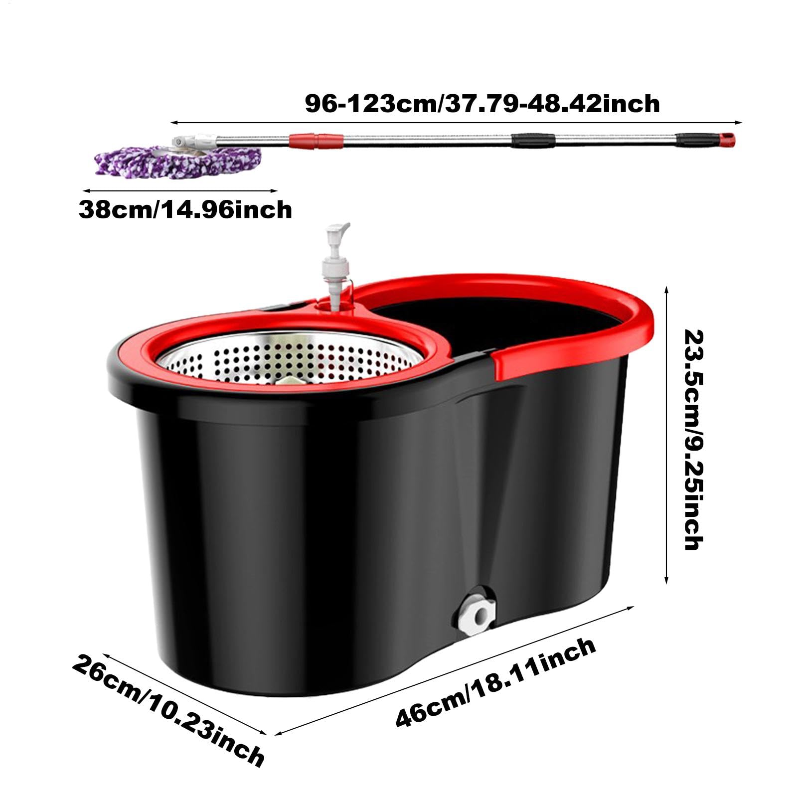 Fregona con Cubo con escurridor, fregona con Cubo - de fregona | Ajustable de Microfibra para Limpieza de Pisos - de Limpieza de Suelos versátil, Conjunto de