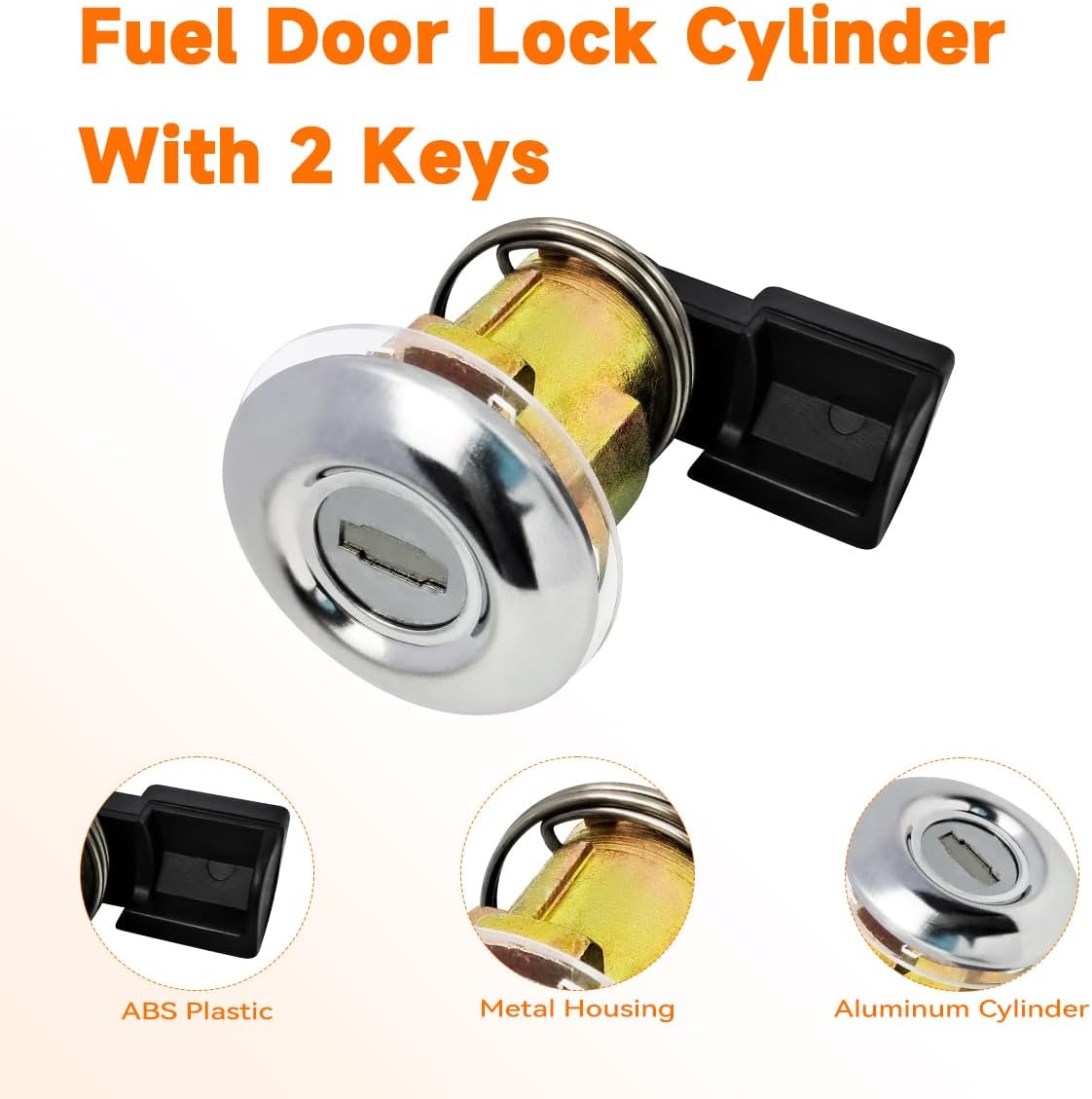 Fuel Door Lock Cylinder with 2 Keys Compatible with 1995-2004 Toyota Tacoma & 2000-2003 Toyota Tundra, Fuel Filler Lid Door Gas Lock Cylinder Replaces OEM # 69058-35140