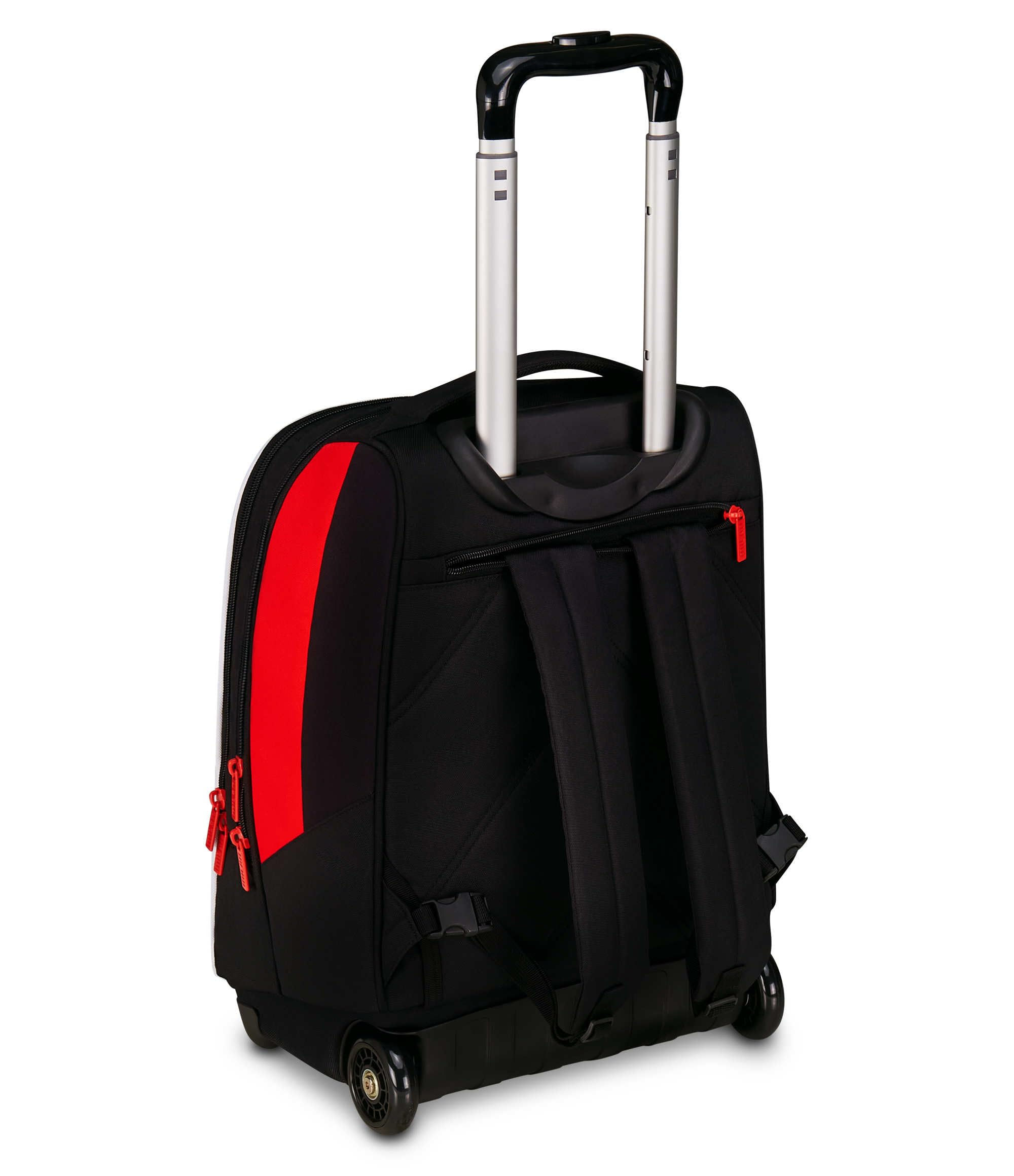 Seven Milan Big Trolley Scuola Fisso, Rosso e Nero, Squadra Calcio, 2 in 1, Doppio Uso, Trolley e Zaino, Scuola Elementare, Bambino