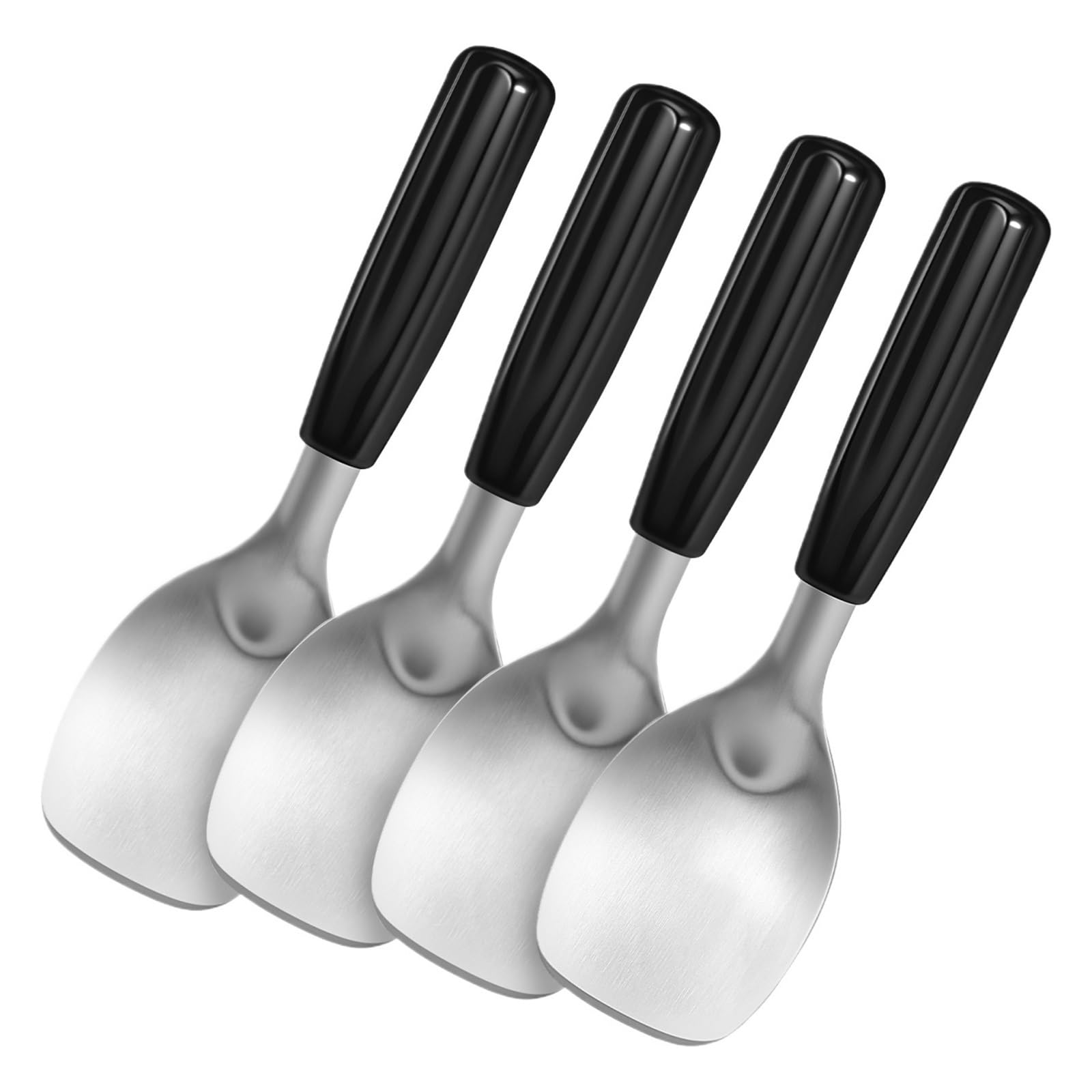 Pala de acero inoxidable for postres duros o herramienta mantequilla paleta plana for restaurante en casa(Black 4pcs)