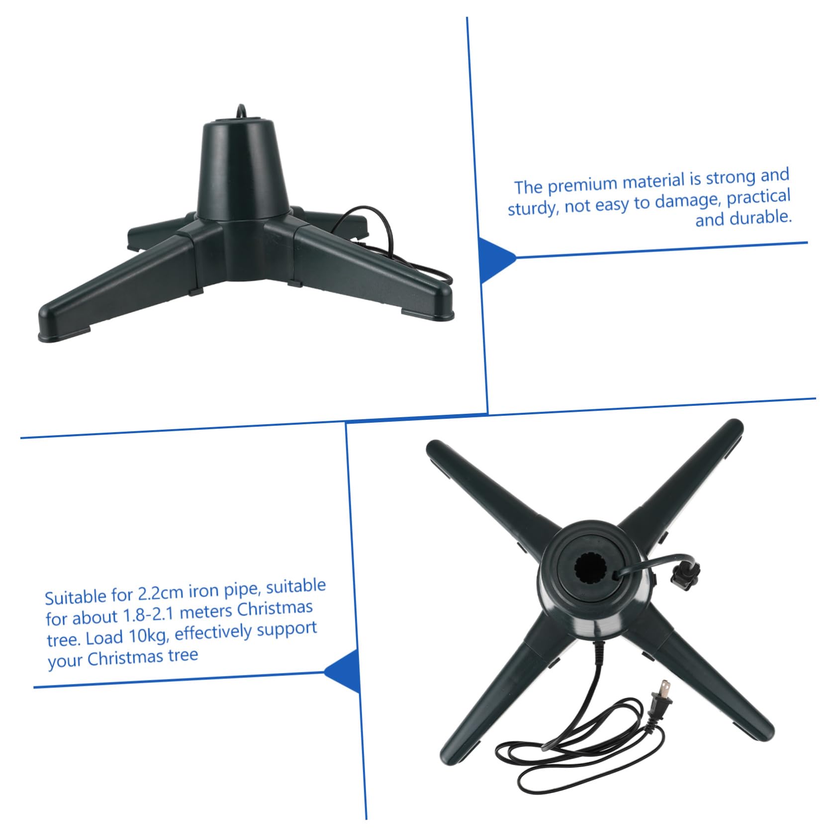 PRETYZOOM 1pc Electric Christmas Tree Base Rotating Stand for Artificial Trees Bracket Quadruped Design for Stability Easy Installation Us Compatible