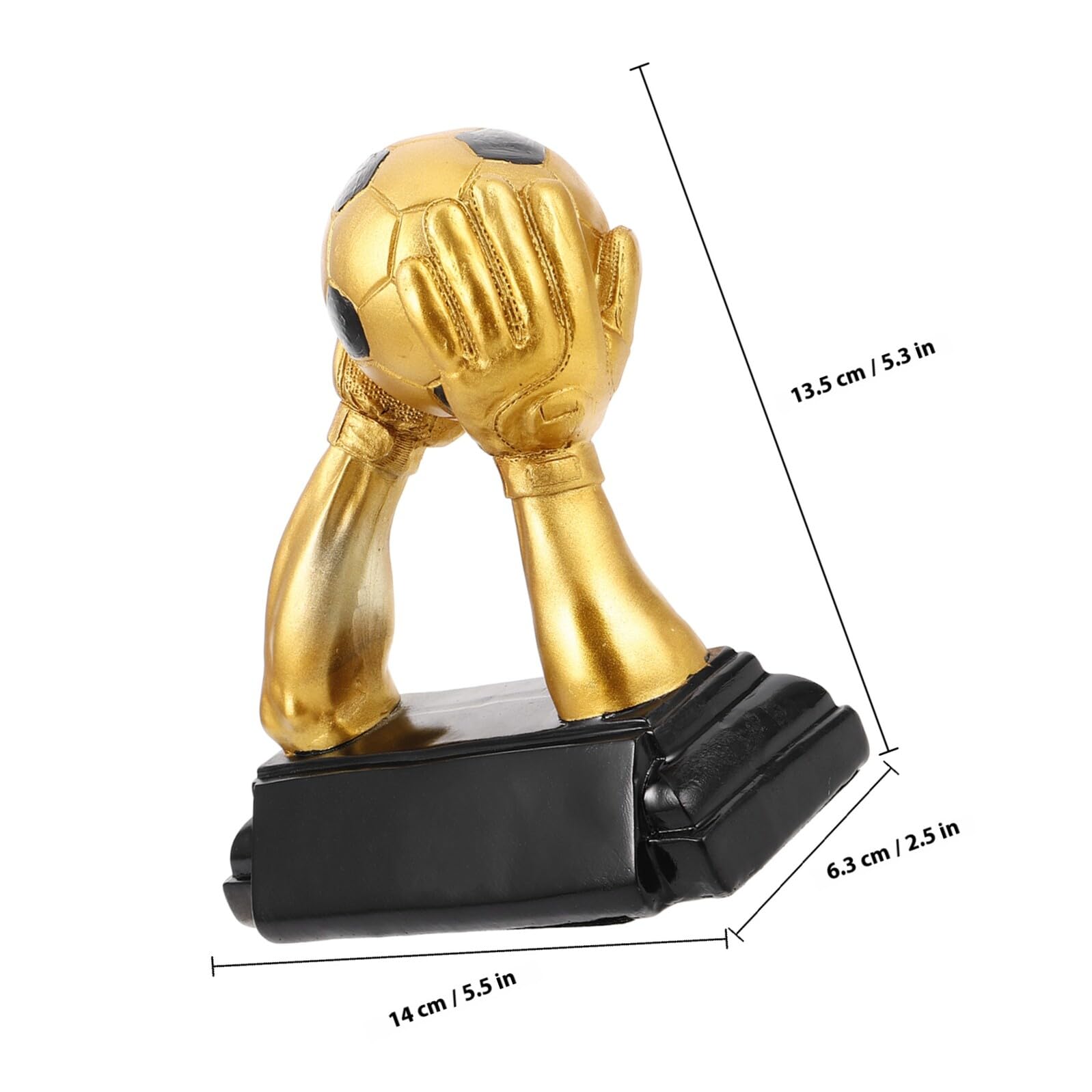 Angoily Trofeo de Fútbol Pequeño Estilo Antiguo, Resina Dorada con Diseño de Manos Abrazando Balón, Premio para Jugadores y Entrenadores, Decoración Deportiva y Regalos para Aficionados