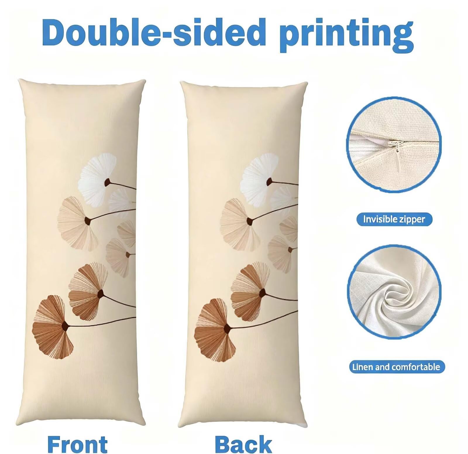 Fodera Cuscino 50 x 150 cm, Nordic-12 Lino Copricuscini Letto, | con Invisibile Cerniera, Morbida e Traspirante, per biancheria da letto, divano, hotel, chi dorme sul fianco Semplice-2 j-27