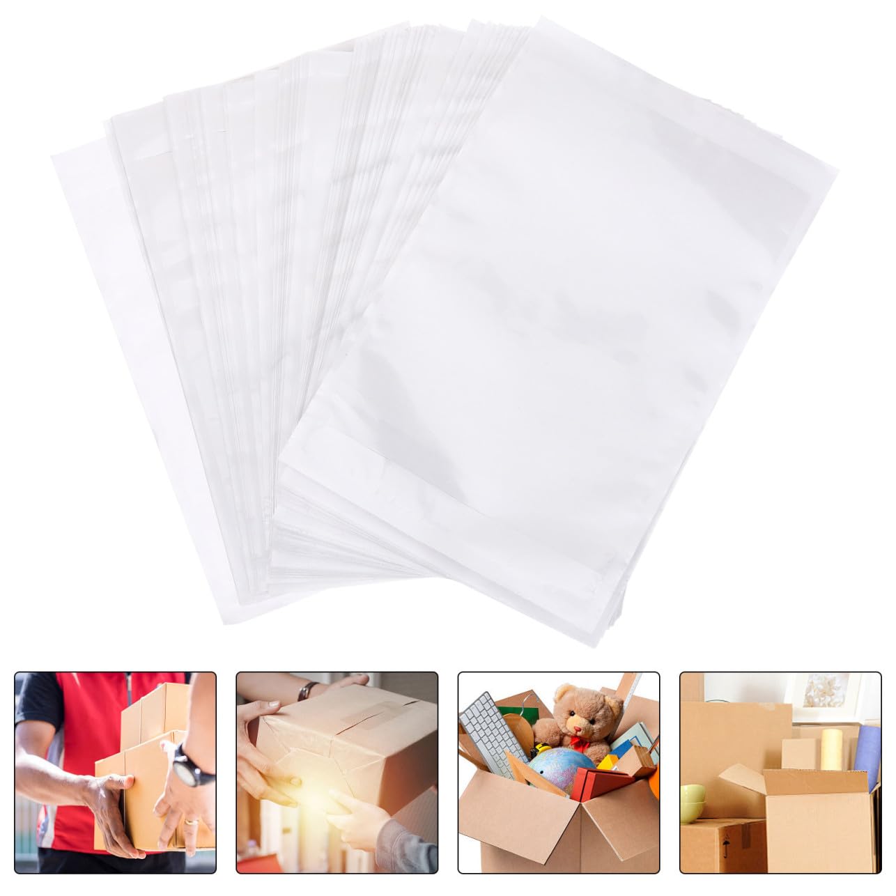 DOITOOL 400 Pièces Pochettes Étiquettes Autocollantes Transparentes pour de Colis Pochettes Adhésives Expédition pour Cartons Protection Facile des Étiquettes Adresse