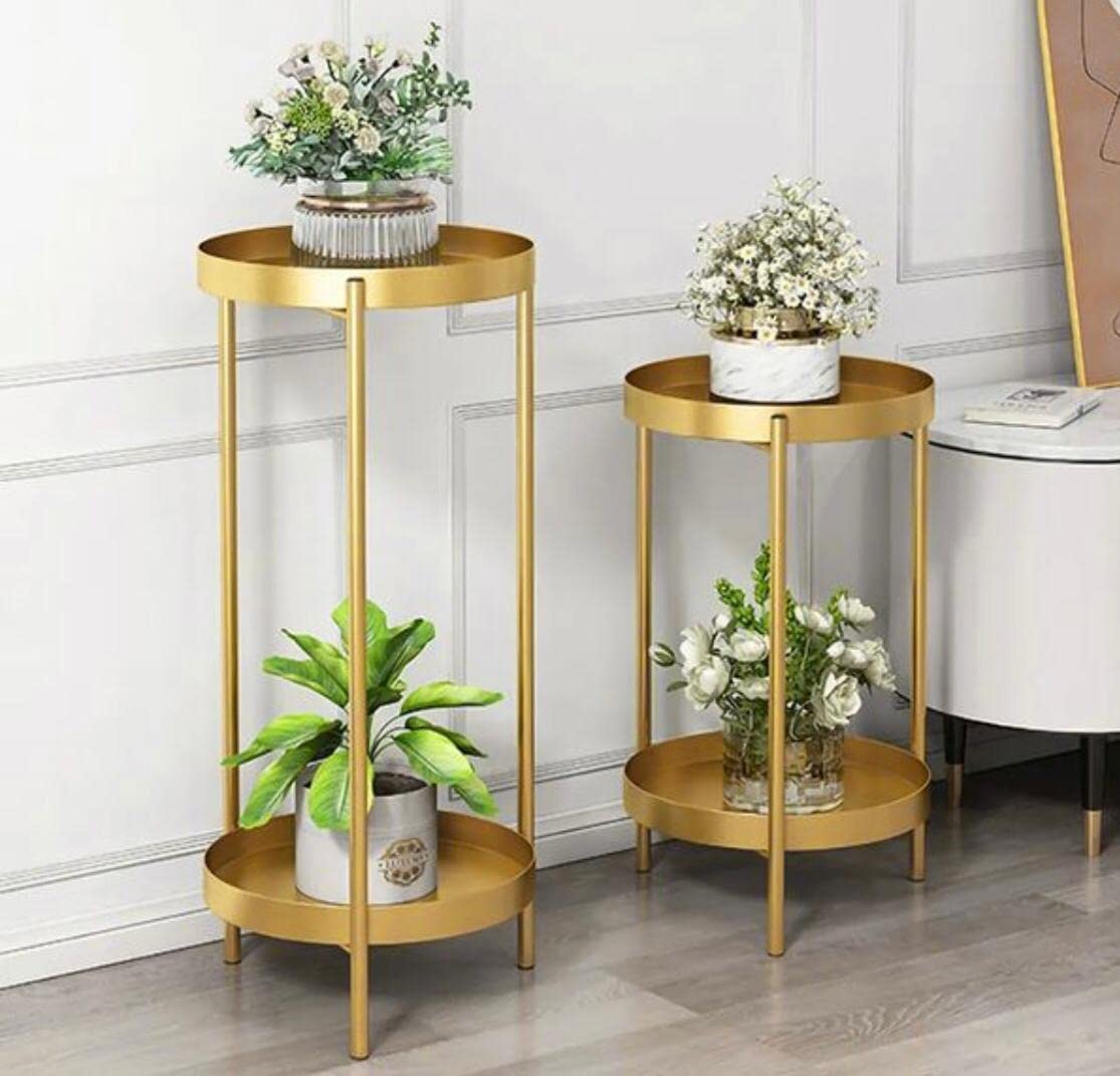 SenceWin Decorative Planter Pot Plant Flower Stand Set of 2 Metal Flower Stand 2 Tier Indoor Shelf Holder- Golden (B0CB4KYC96) Amazon Price History, Amazon Price Tracker