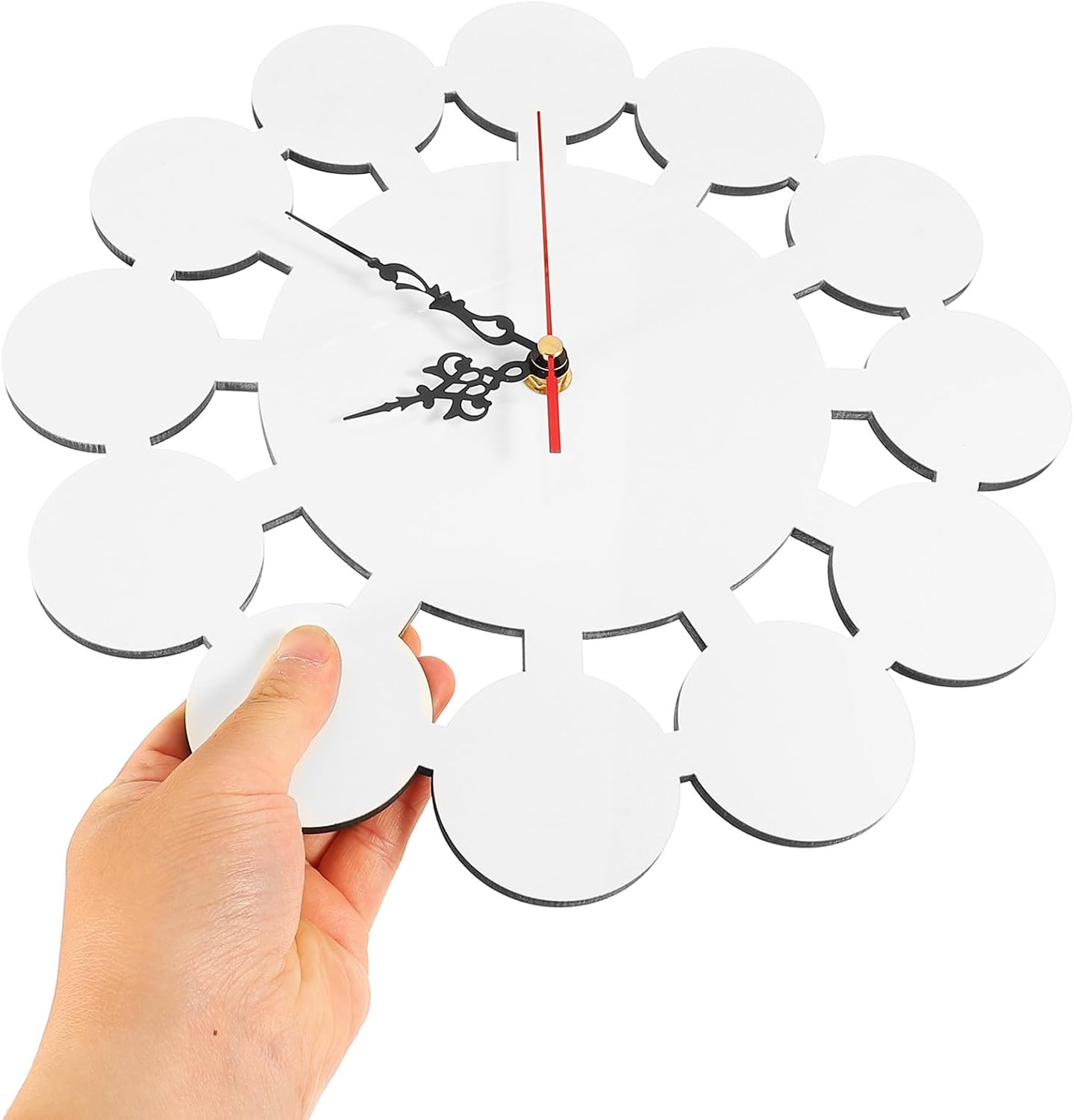 Alipis DIY Wooden Wall Clock Sublimation Blank Heat Transfer Craft Puzzle MDF Material Vintage Style for Living Room Decoration, Non-Battery DIY Wall Clock Kit