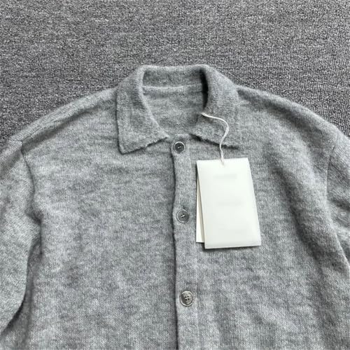 Men’S Lightweight Knit Long Sleeve Cardigan Sweaters Japan Style Collarless None Zipper Sweaters3