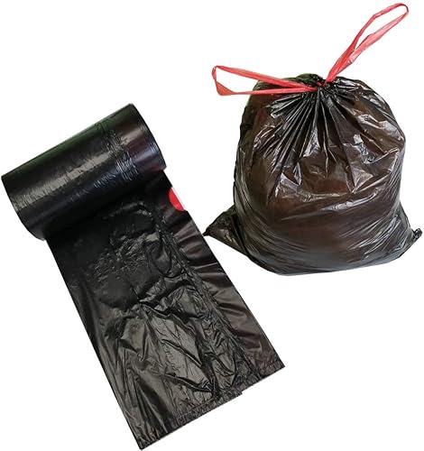Bolsas de basura pequeñas de 4 galones, color negro, con cordón, bolsas de basura para baño, papeleras de 15 litros, para contenedores de basura en