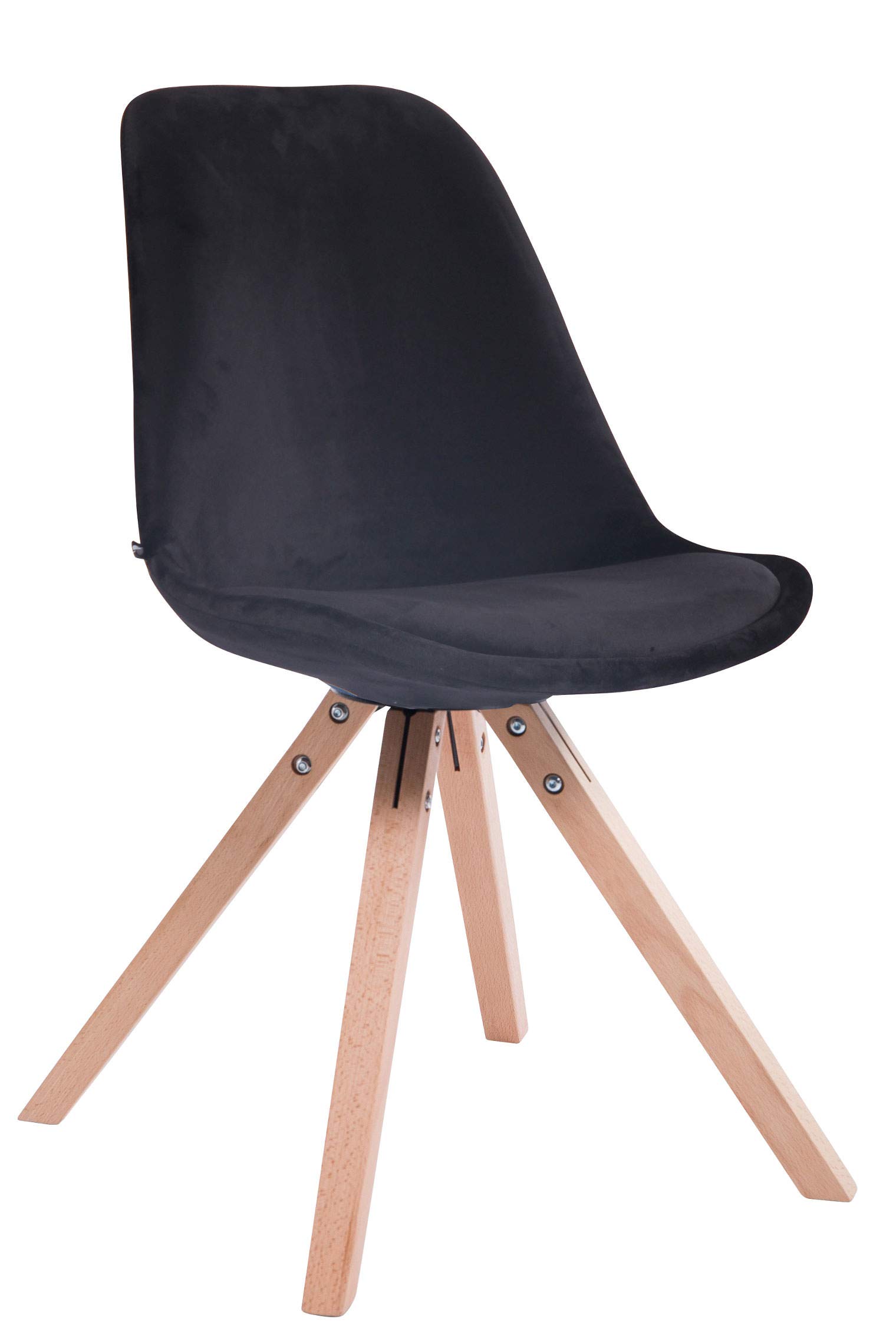 CLP Lot De 4 Chaises De Salle A Manger Toulouse en Velours I avec Assise Rembourré I Pieds Carrés Bois | Couleur Noir Couleur du Cadre Natura