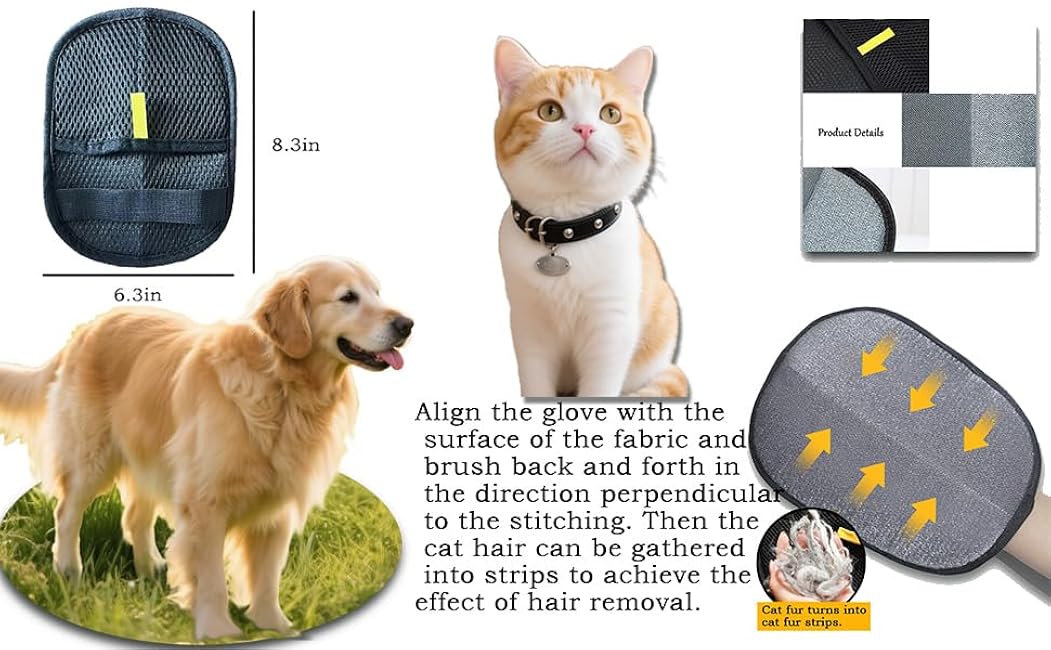 New Upgraded pet Care Gloves, cat and Dog Hair Care, pet Hair Removal Gloves, pet Hair Static Gloves, Quick Grooming, Reusable-CMi7CXkI