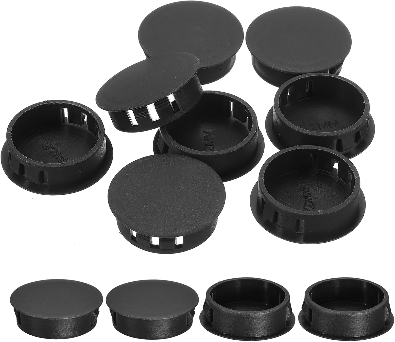 uxcell 18Pcs 18mm(23/32") Nylon Hole Plugs, Flush Type Panel Round Snap in Fastener Knockout Locking Plugs for Furniture Insert End Caps Panels, Black