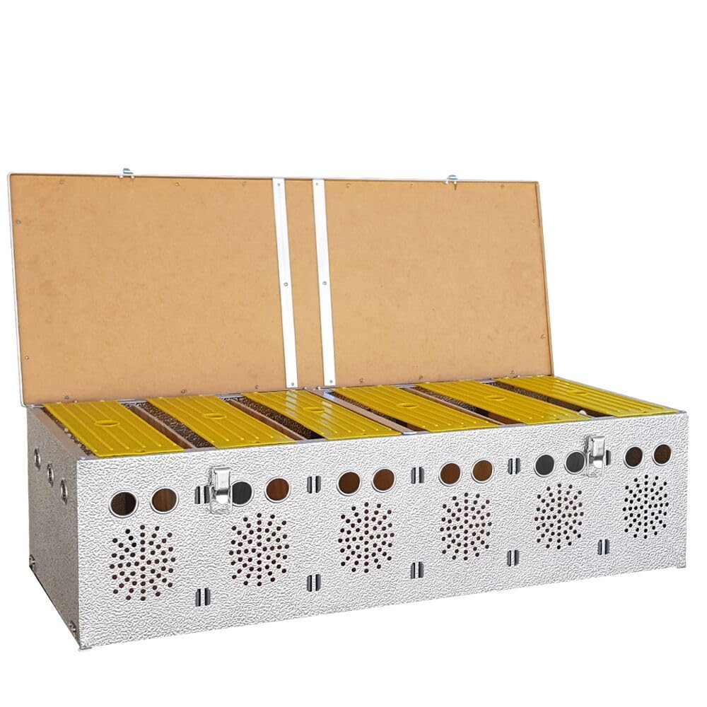 Breker Aluminium Transportbox für Kleintiere – 6 Abteile – Transportkorb mit Einzelverschlüssen – leichte & stabile Tiertransportkiste für Kaninchen, Nagetiere & Geflügel – hygienisch & robust