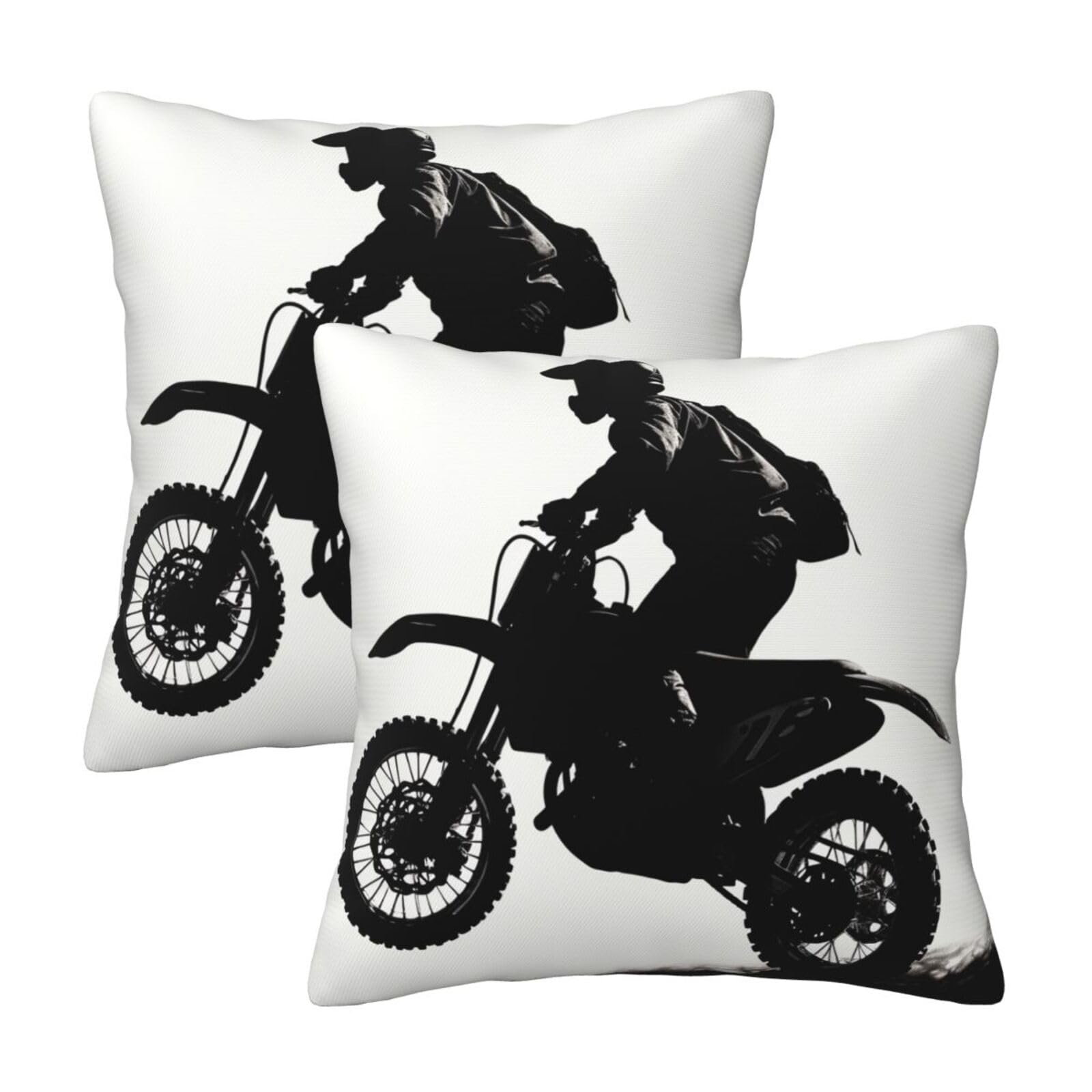 Rider Silhouette Throw Pillow Cases 2 Pack Square Pillowcases Soft Pillow Protectors for Couch Livingroom Sofa Bed Office Car,45x45 CM