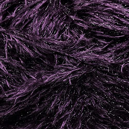Buvemu Eyelash Sparkle Fun Fur Yarn With Eye-Catching Glitter 100 Gram (3.53 Ounces) 208 Yards (190 Meters) (Purple) #TOP1