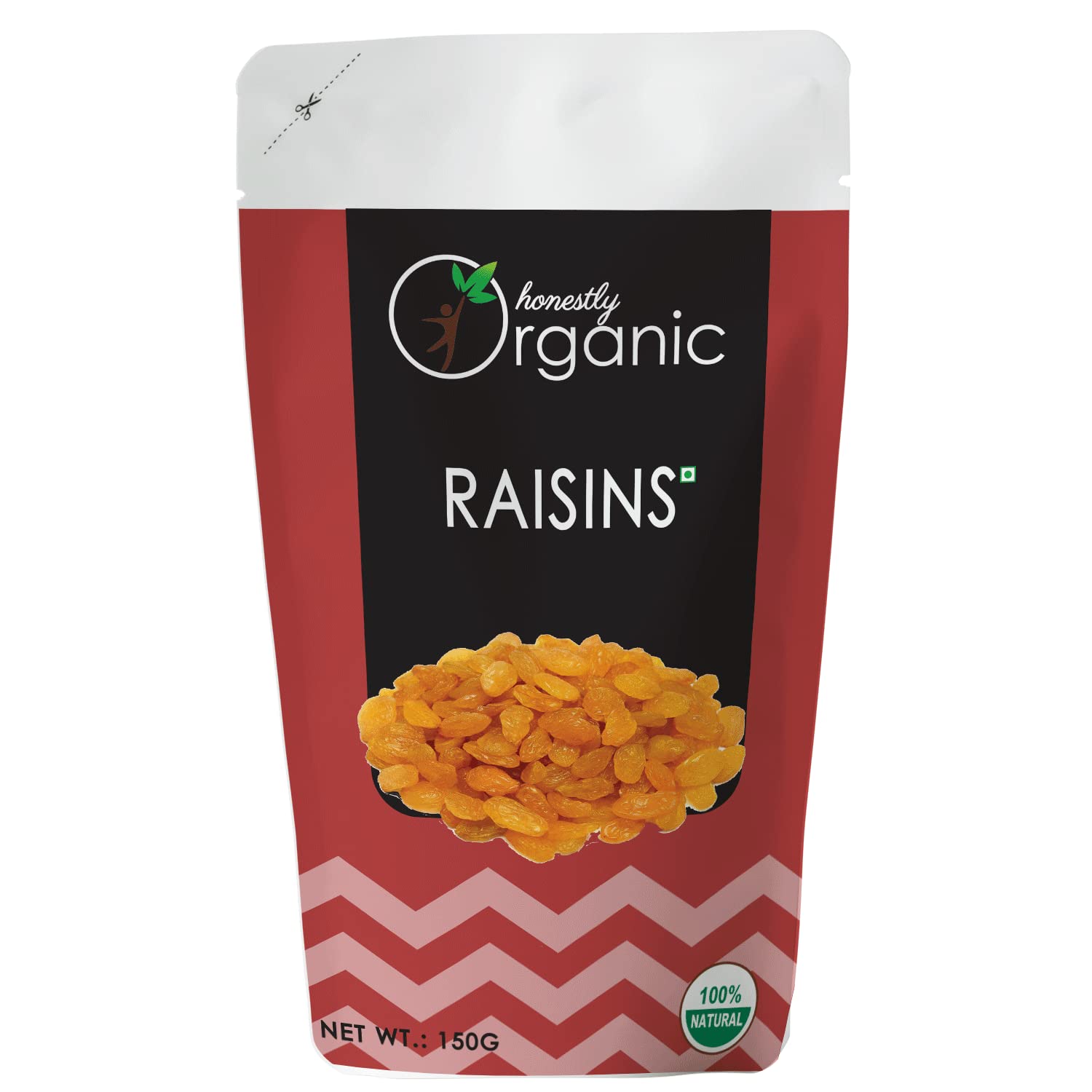 Honestly Organic Raisins / Kismis (Gluten Free & 100% Natural) - 150g - Packed in Eco Friendly Paper Pouch