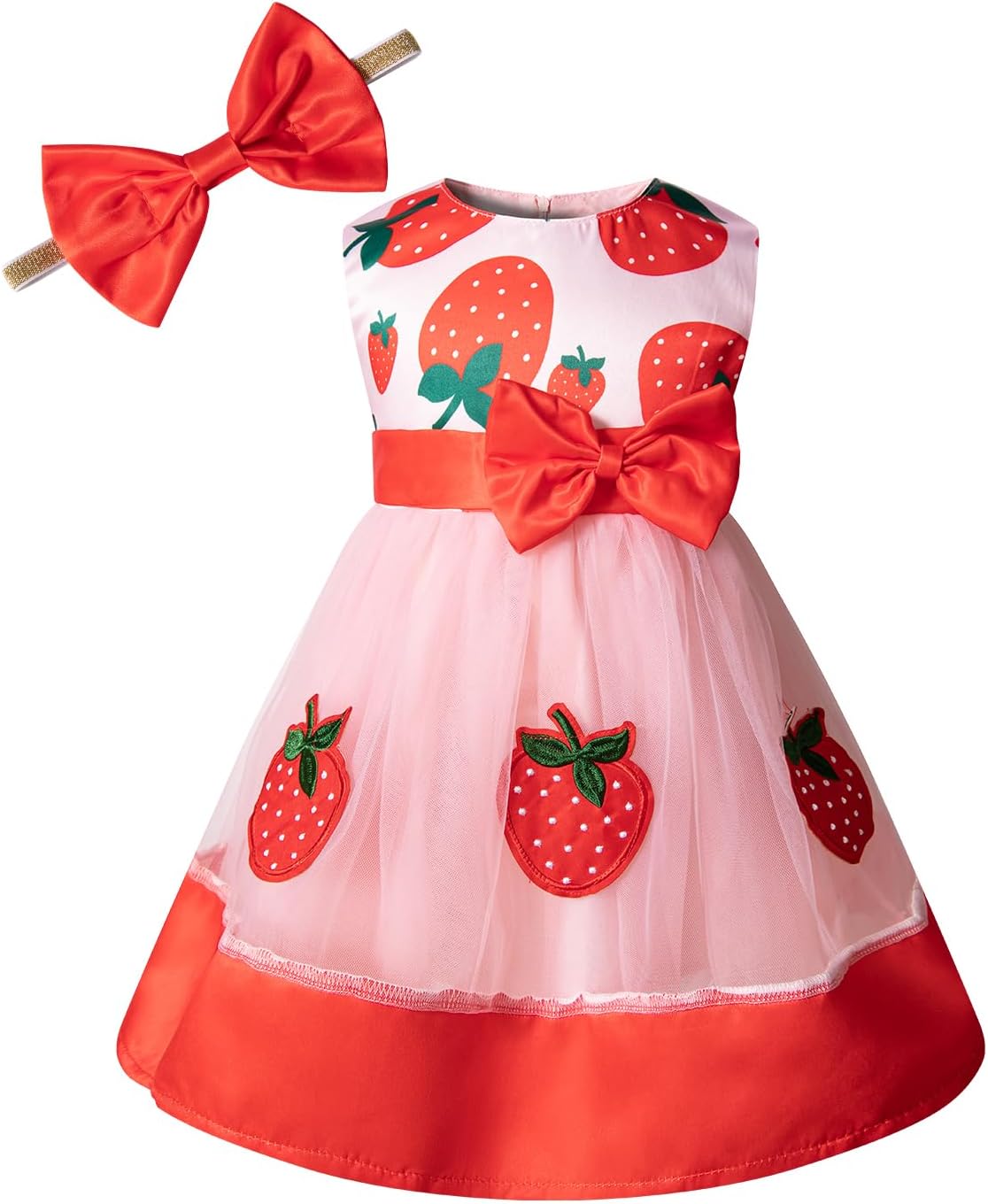 Baby Girl Princess Dress Tutu Dress Cake Smash Birthday Baptism Clothes Set for Photo Shoot with Headband Pink 9-12 Months