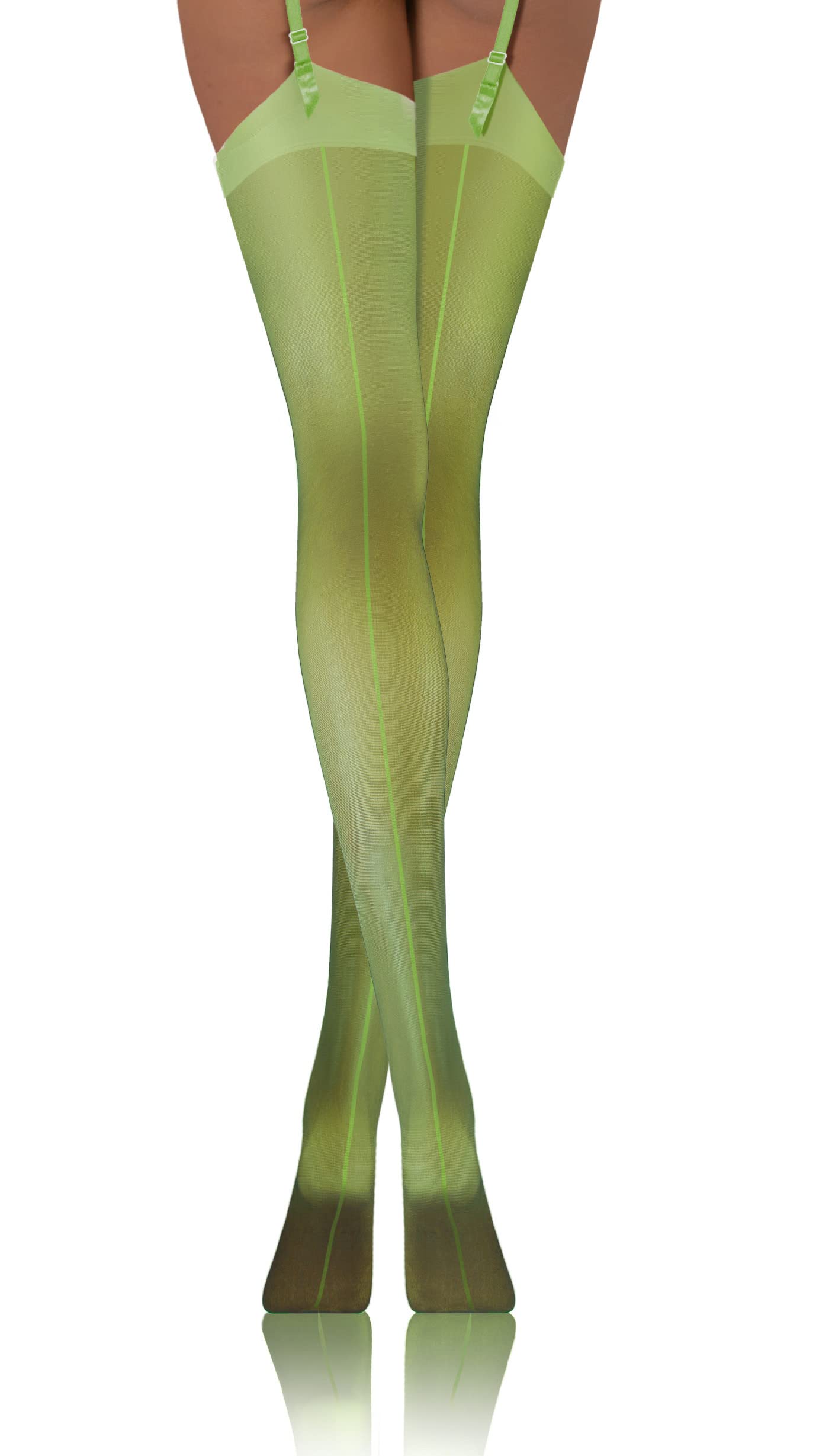 Sesto Senso Women's Belt stockings 20 Den Seamed Sexy Stockings PDP_02 XL-XXL Light Green