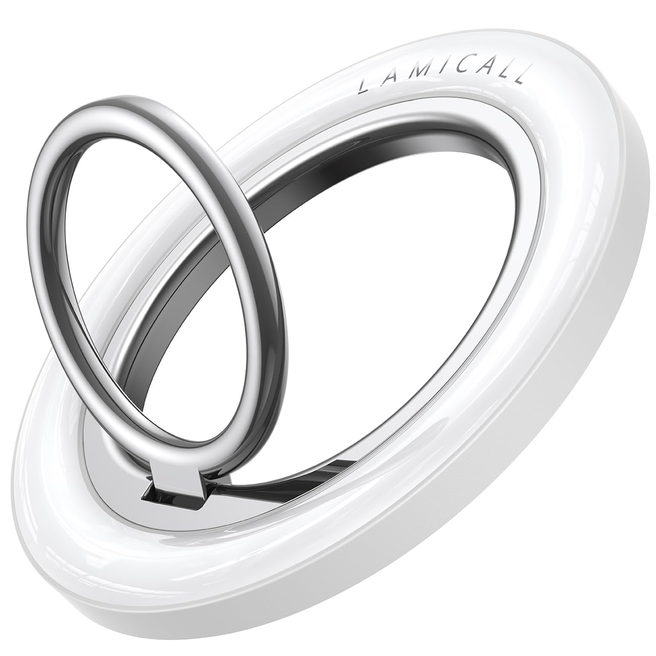 Lamicall Magnetic Phone Ring Grip Holder for MagSafe, 360° Rotating with Smooth Damping, Crystal White Finger Grip Kickstand, Strong Magnet Mag Safe Accessories for iPhone 17 Pro Max Air, All Phones