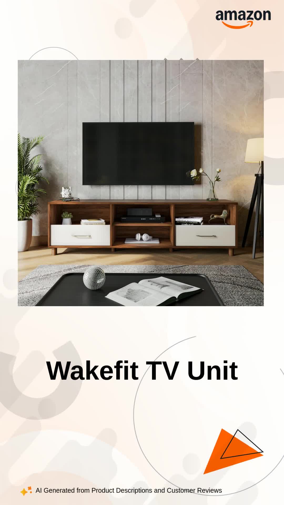 Wakefit TV Unit | 1 Year Warranty | TV Stand Table, TV Unit for