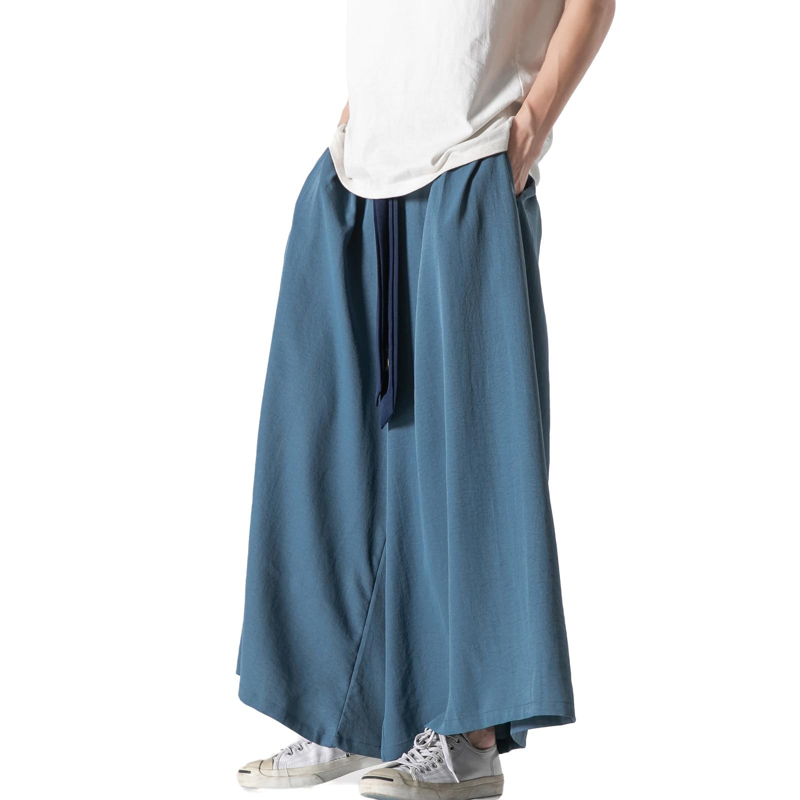 GURUNVANI Pantalones de yoga japoneses de pierna ancha para hombre, pantalones holgados de hip hop