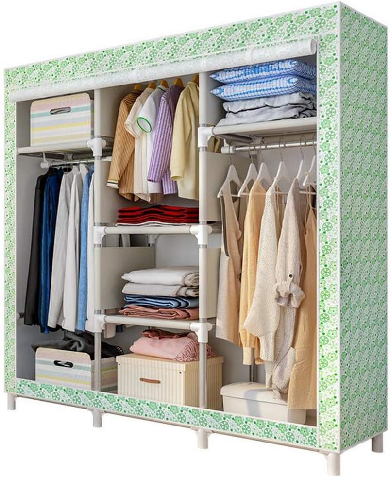 Cloth Wardrobe Clothes Closet, Portable Closet Wardrobe Storage Closet Standing Closet Fabric Cabinet Portable Wardrobe,E_129X45X166CM
