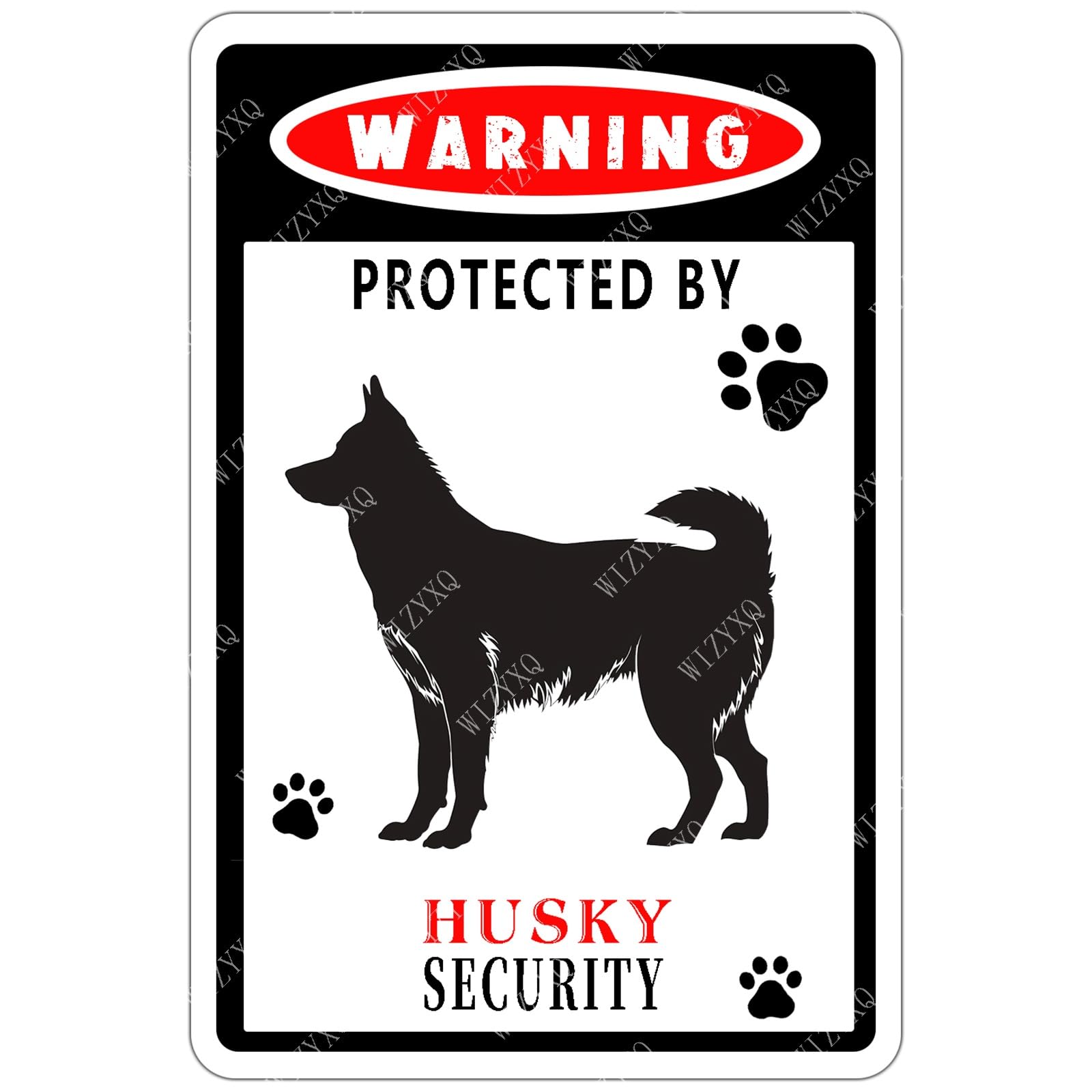 Kwqdozf As Pic Dog Metal Signs Warning Protected By Husky Security Tin Sign Aluminum Decor