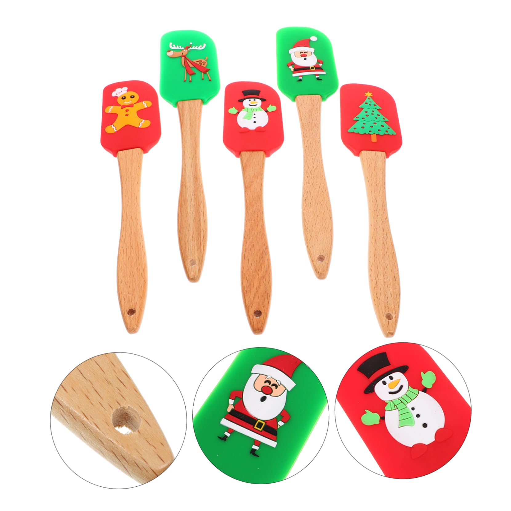 Cabilock 5pièces Spatules De Cuisson Silicone Ergonomiques Ustensiles De Pâtisserie Spatules De Cuisine Pour Maison Styles Assortis Faciles à Nettoyer Suspendre