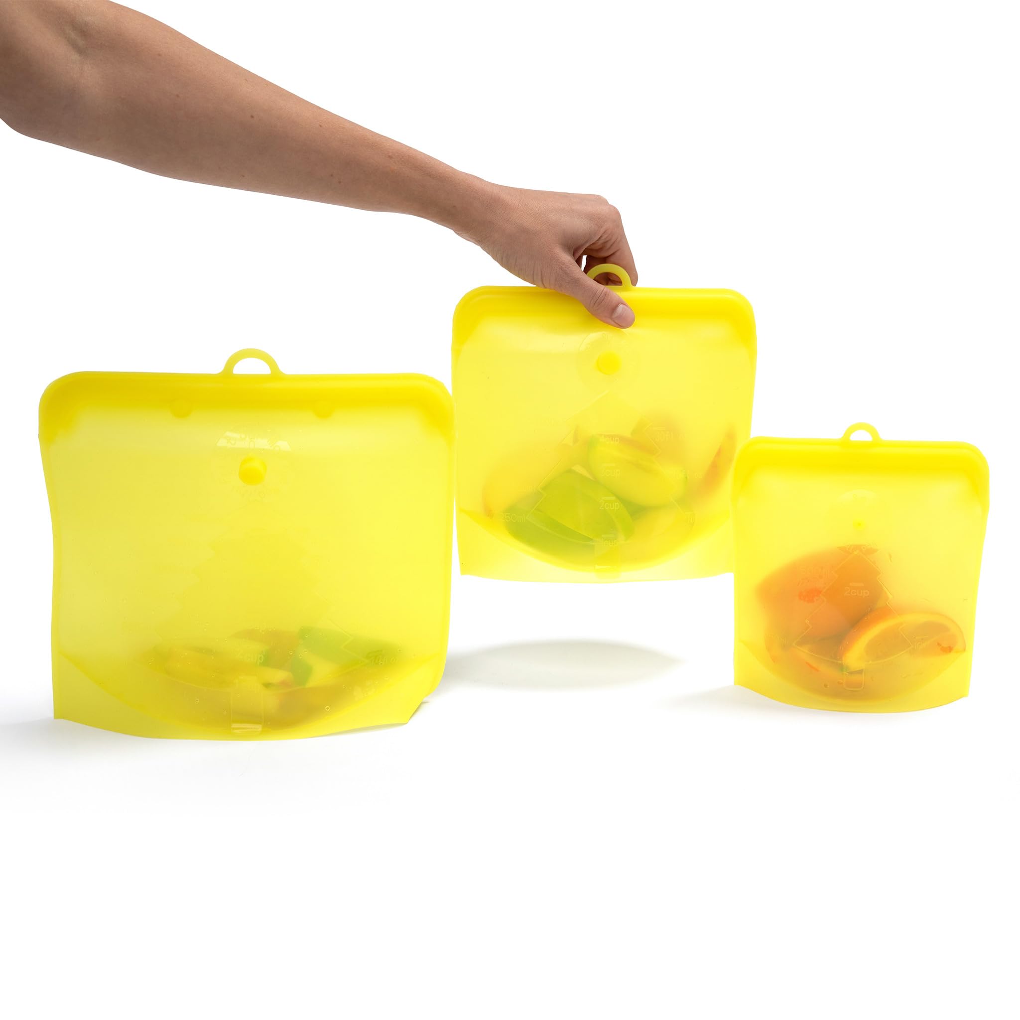 TM Rehoboth - Sacchetti riutilizzabili in silicone per alimenti, ecologici, a prova di perdite, adatti al congelatore, lavabili in lavastoviglie, multiuso, confezione da 3, 3 dimensioni da 500 ml,