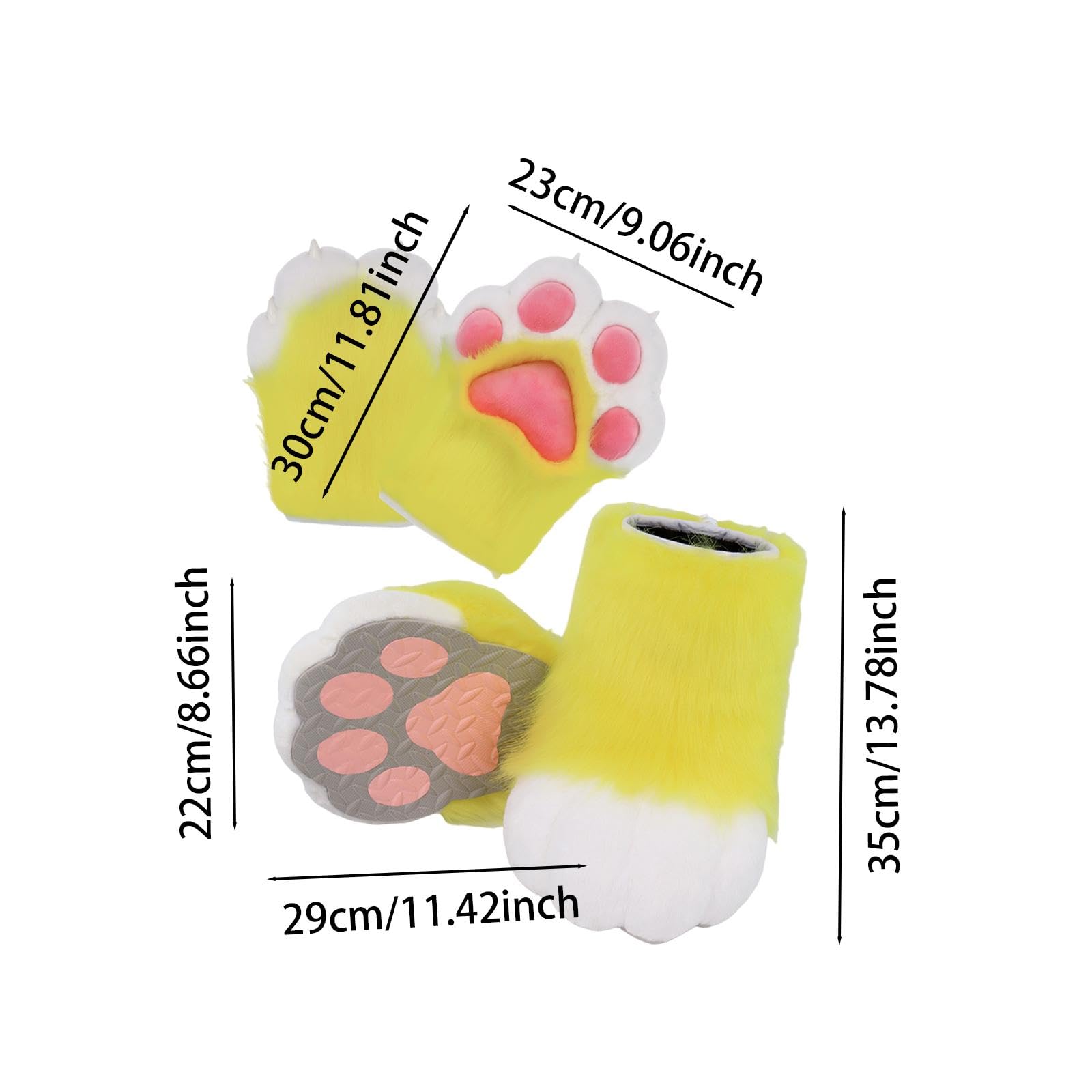 UGPLM Cosplay Animal Paws Fursuit for Women Gloves for Holiday Role Playing Masquerade: Yellow