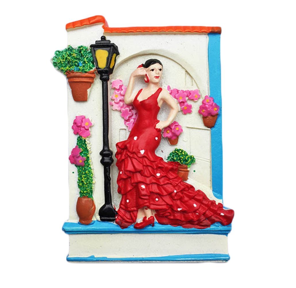 Wedarego Barcelona Spain Refrigerator Magnet 3D Flamenco Dancer Travel Sticker Souvenirs Collection,Home & Kitchen Decoration,Spain Fridge Magnet From China