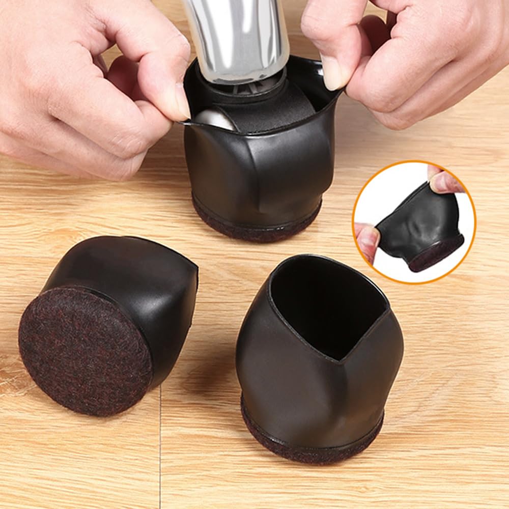20 protectores de suelo de silicona negra para patas de silla, tapas con fieltro para suelos de madera dura, almohadillas para patas de muebles, evitan arañazos, fundas para patas de silla de oficina